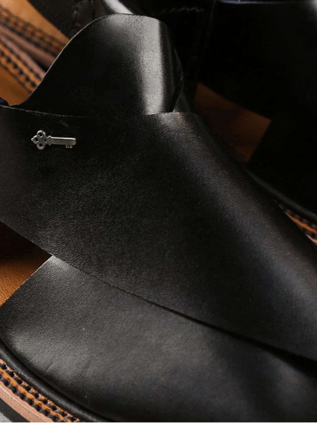 Black Peshawari Chappal - AL-MFW-HC-090 - Image 2