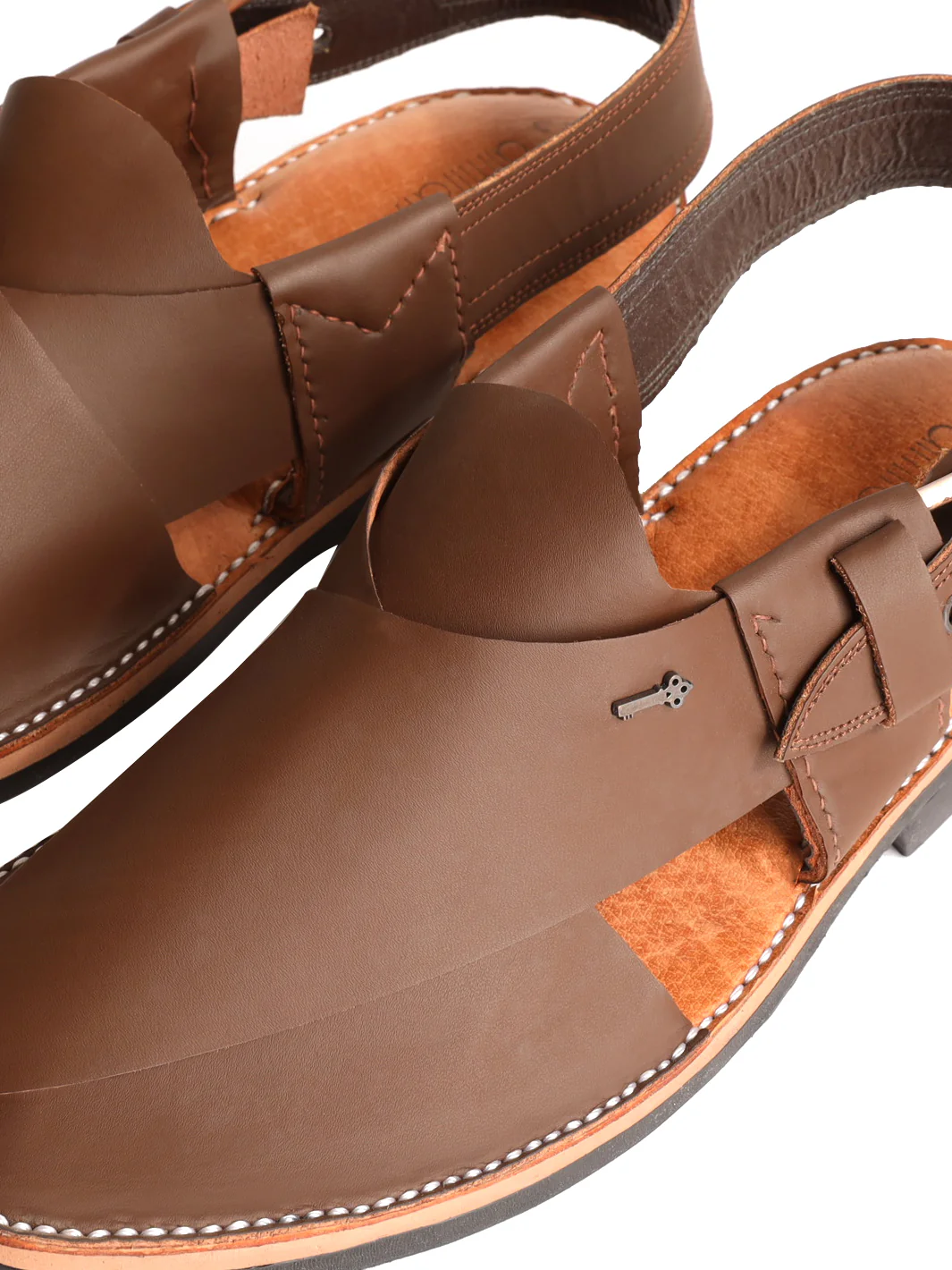 Brown Leather Peshawari Chappal - MFW-HC-093 - Image 2