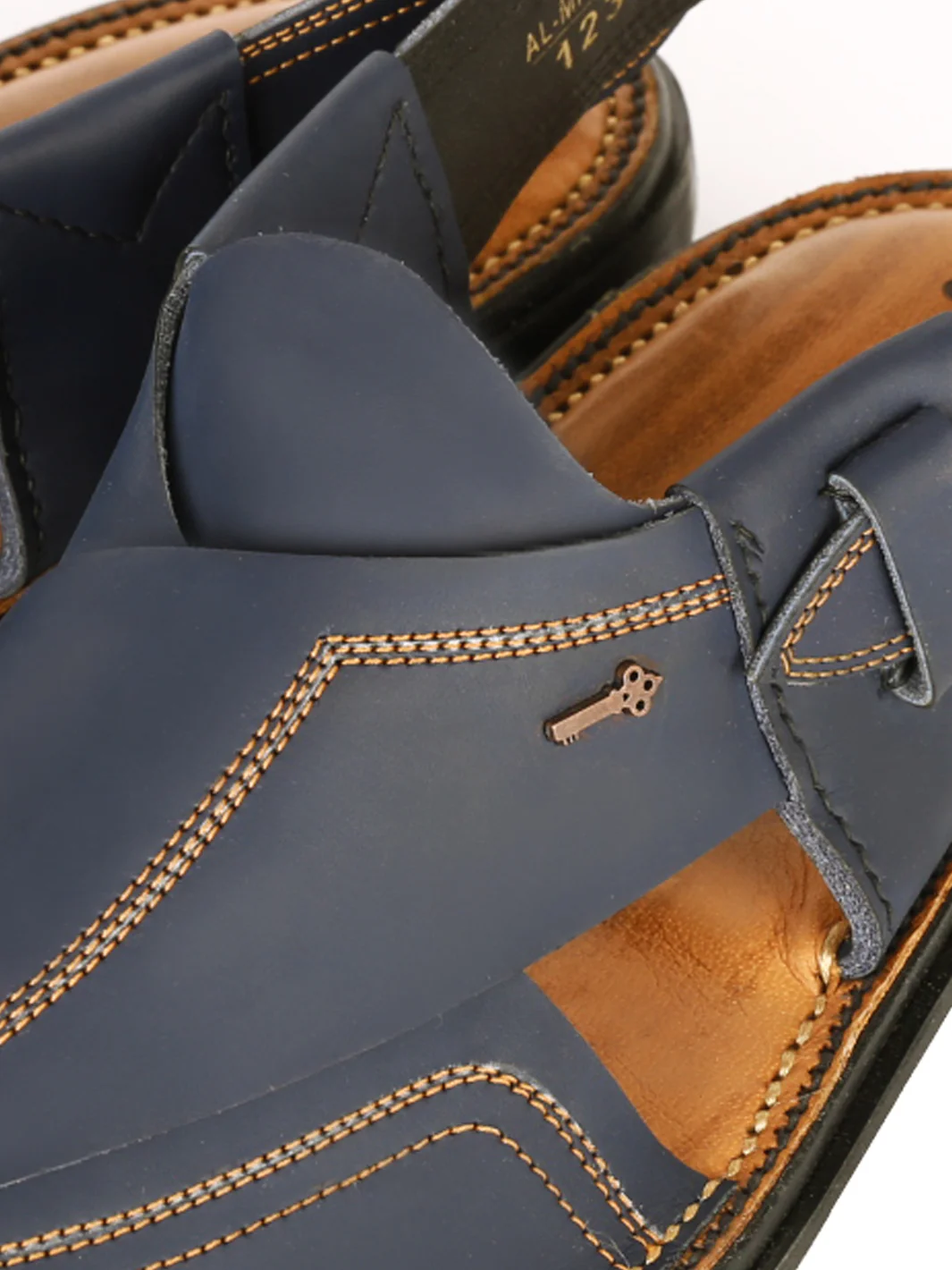 Blue Leather Peshawari Chappal - AL-MFW-HC-123 - Image 2