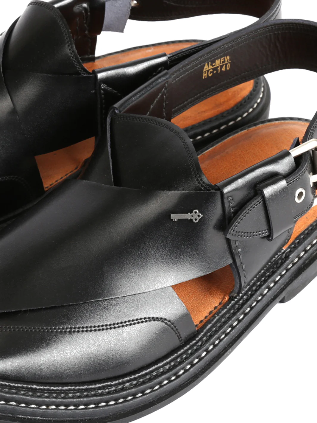 Black Leather Peshawari Chappal - AL-MFW-HC-140 - Image 2