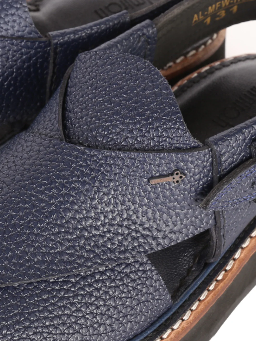 Blue Textured Leather Peshawari Chappal - AL-MFW-HCK-131 - Image 2