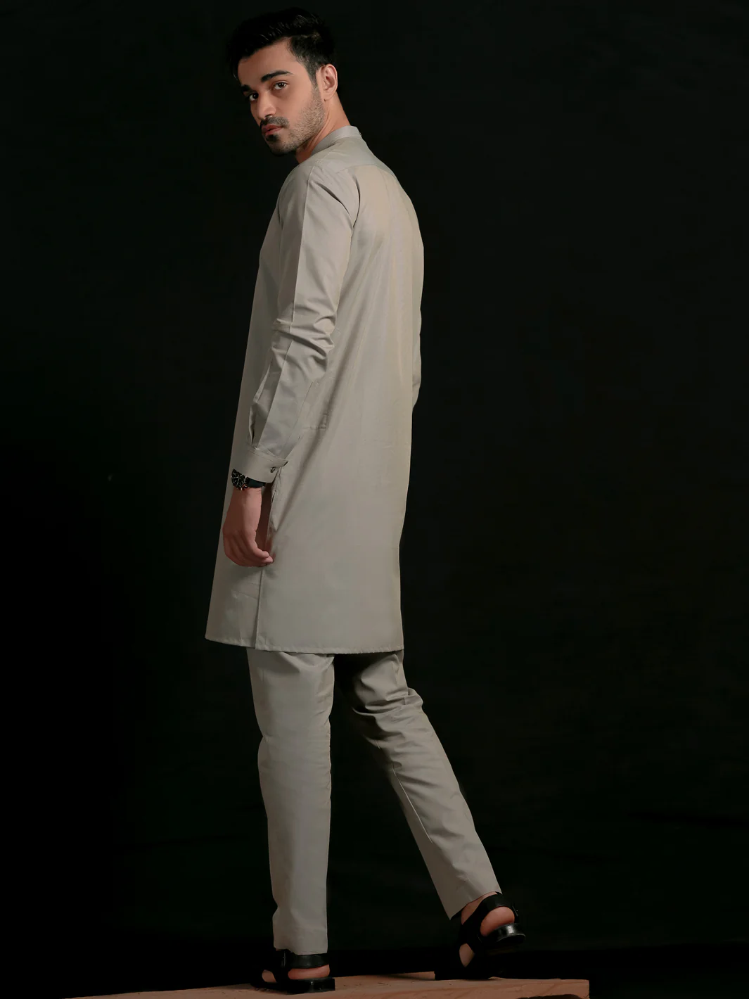 Light Grey Blended Men Unstitched Fabric - AL-Nizam-22 - Image 5