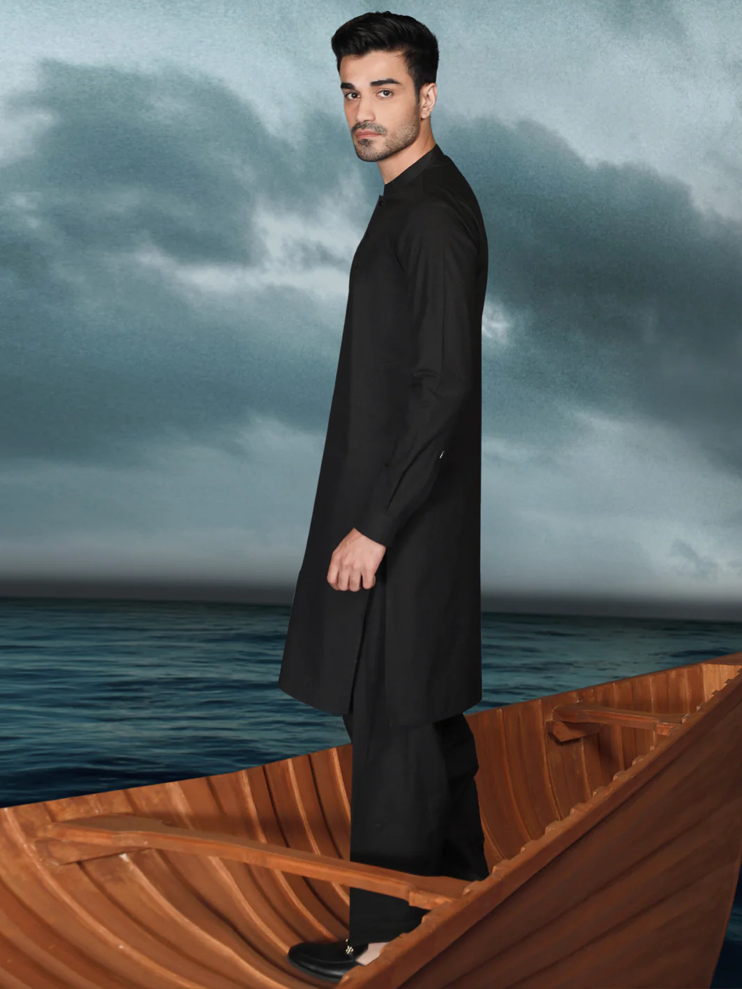 Black Blended Men Unstitched Fabric - AL-Nizam-22 - Image 5