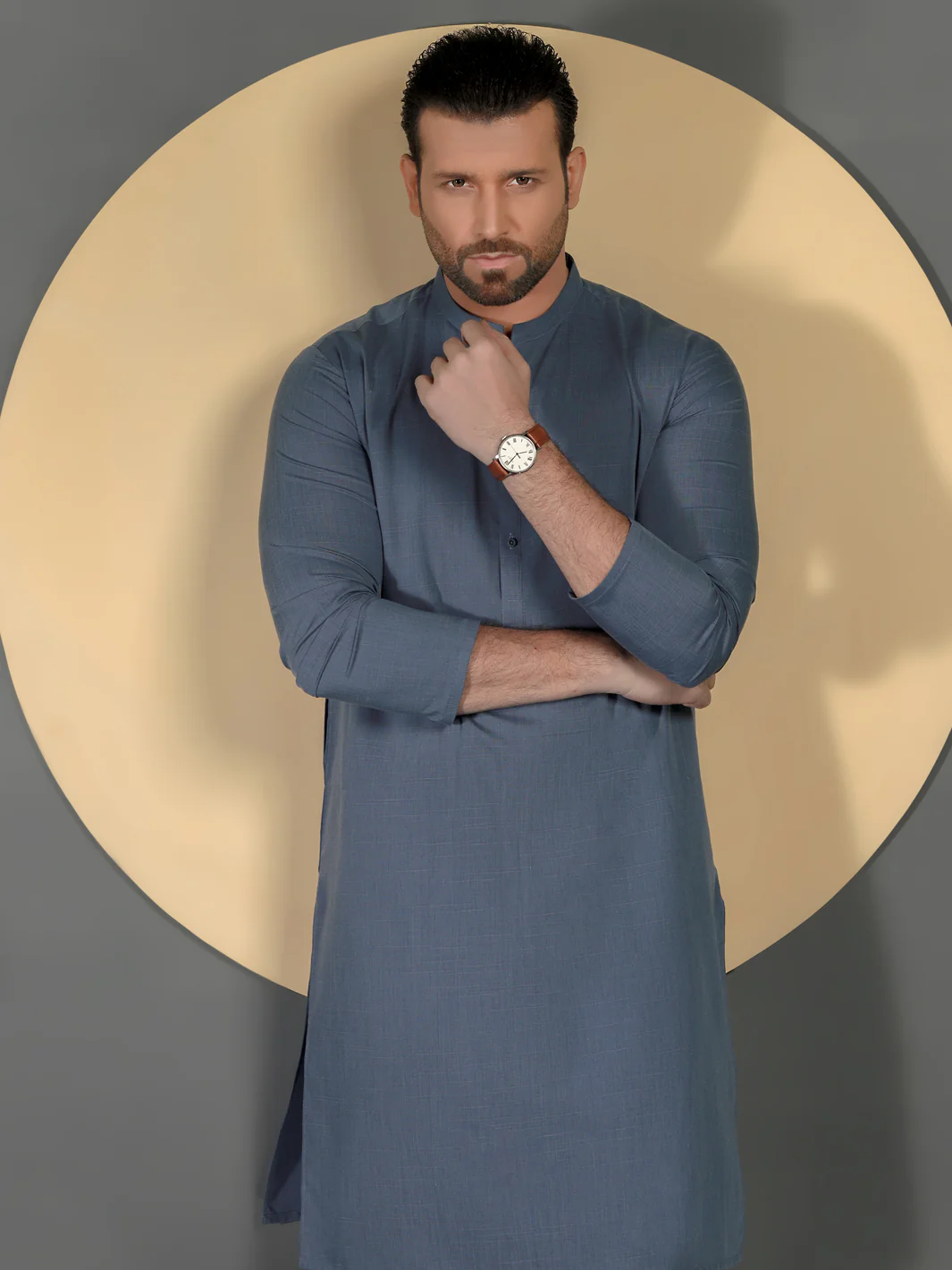 Indigo Blended Men Unstitched Fabric - AL-Nizam-22 - Image 3