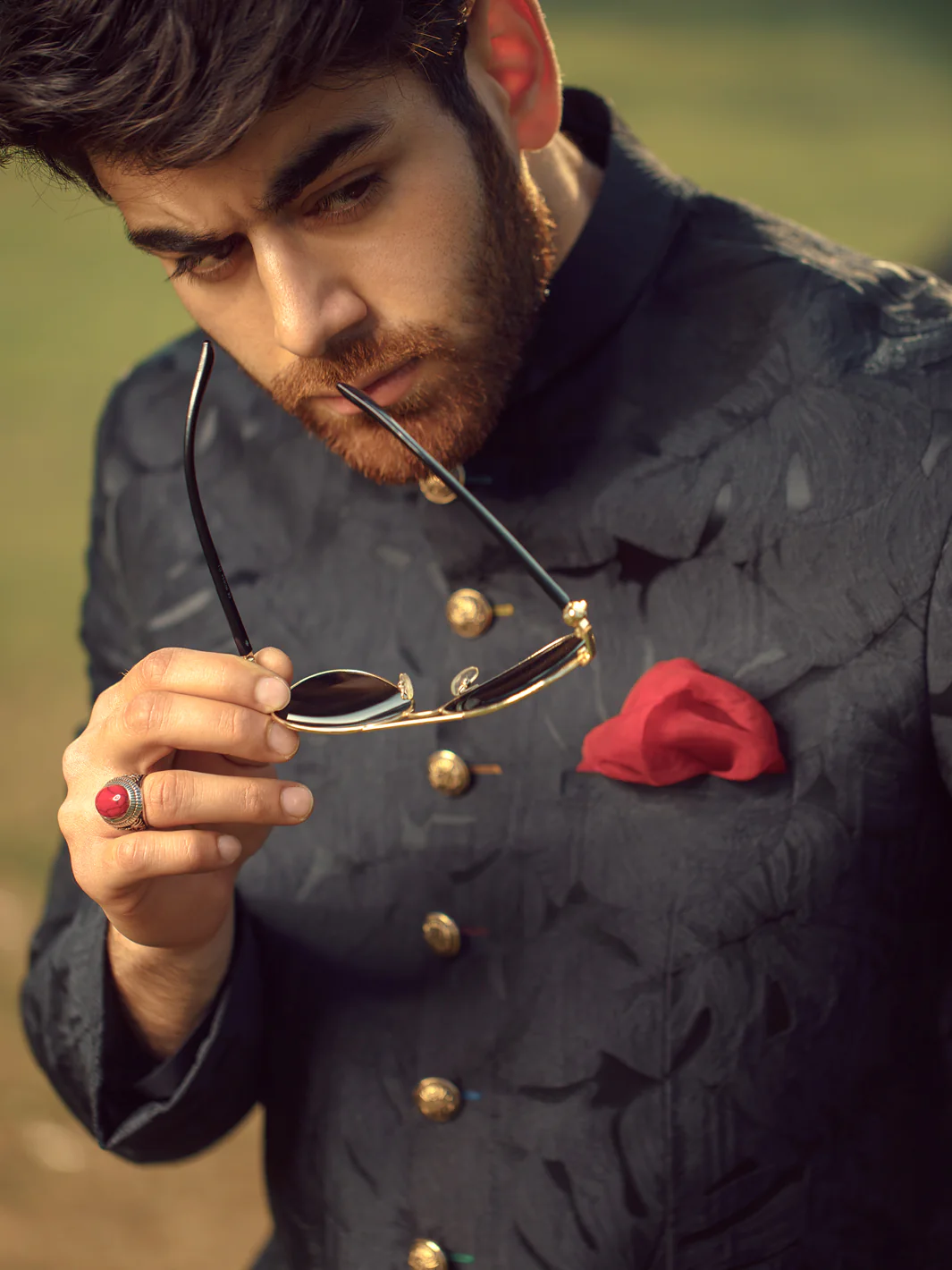 Black Textured Prince Coat - AL-PCS-008 - Image 4