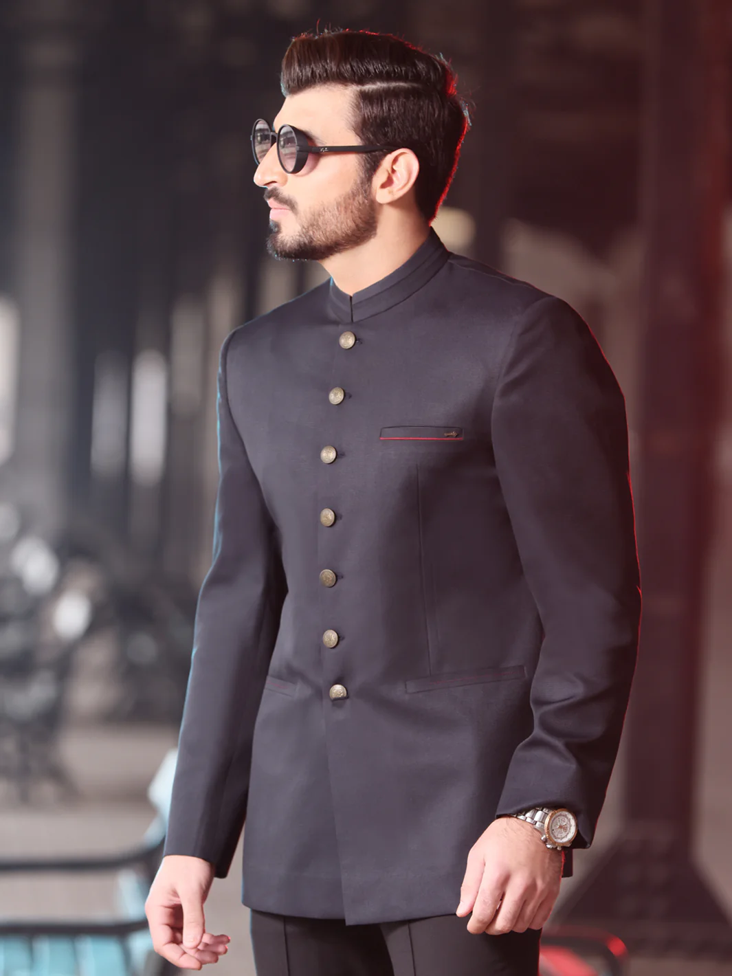 Dark Blue Blended Prince Coat  - AL-PCS-014 - Image 3