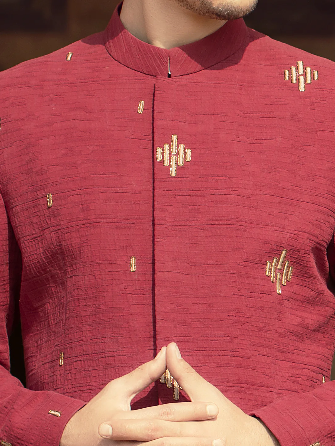 Red Blended Fabric Prince Coat  - AL-PCS-026 - Image 5