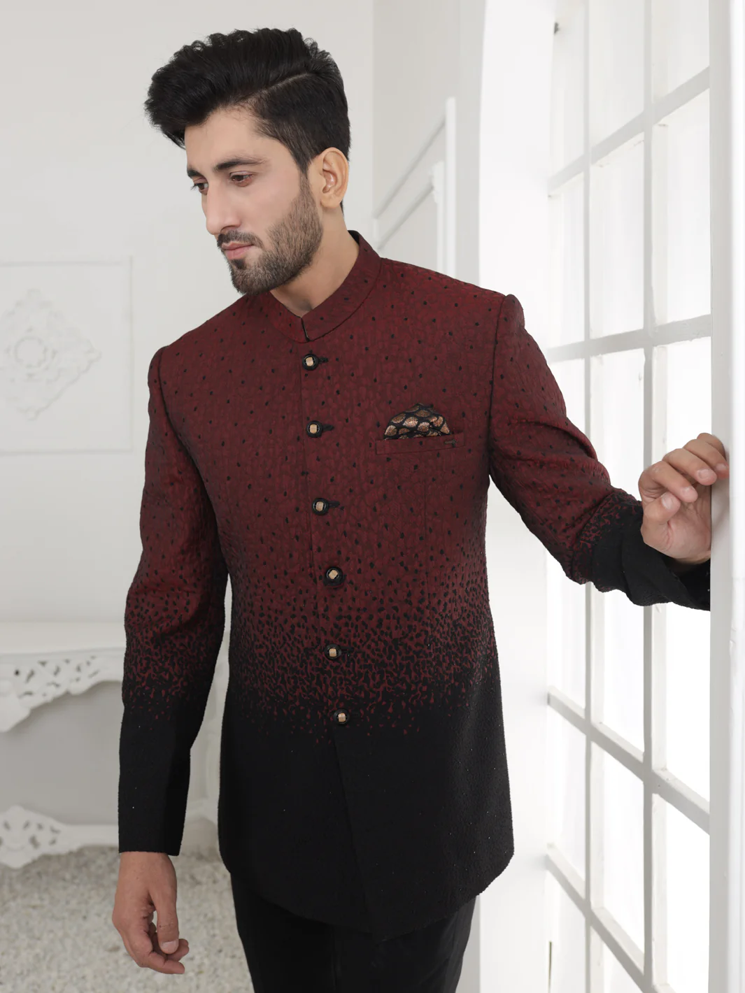 Red & Black Prince Coat - AL-PCS-038 - Image 2