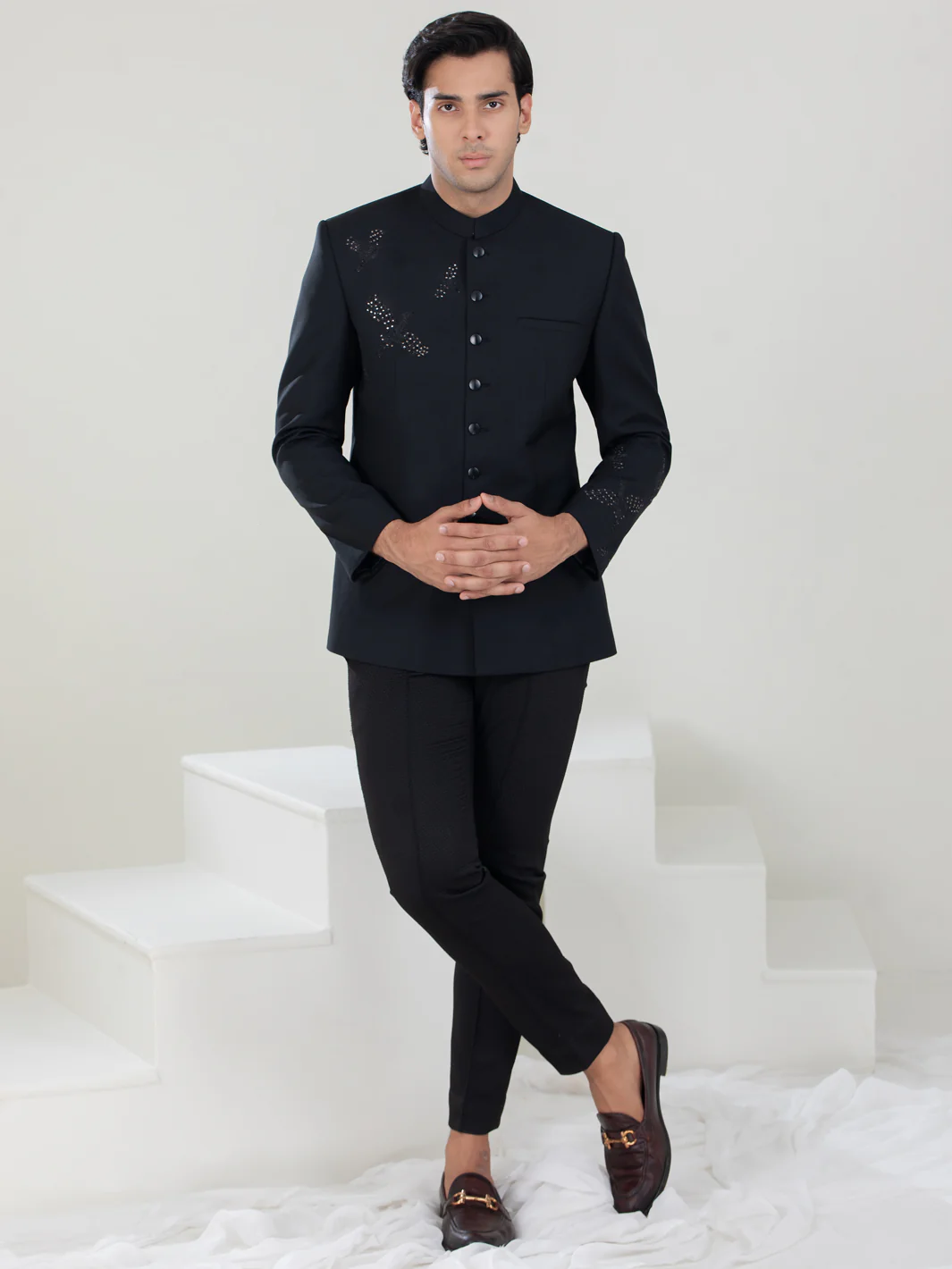 Black Blended Prince Coat - AL-PCS-051 - Image 4