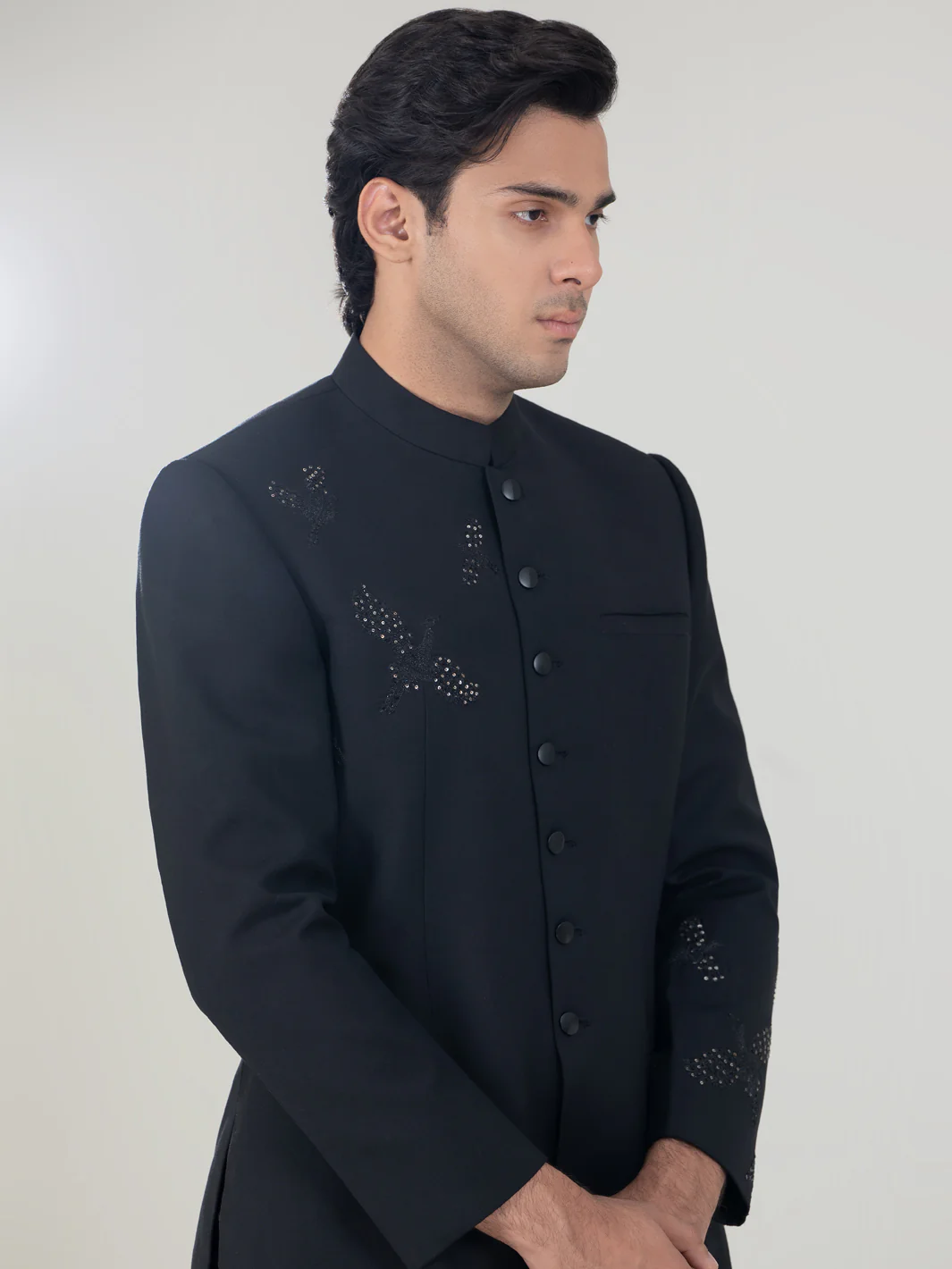 Black Blended Prince Coat - AL-PCS-051 - Image 5