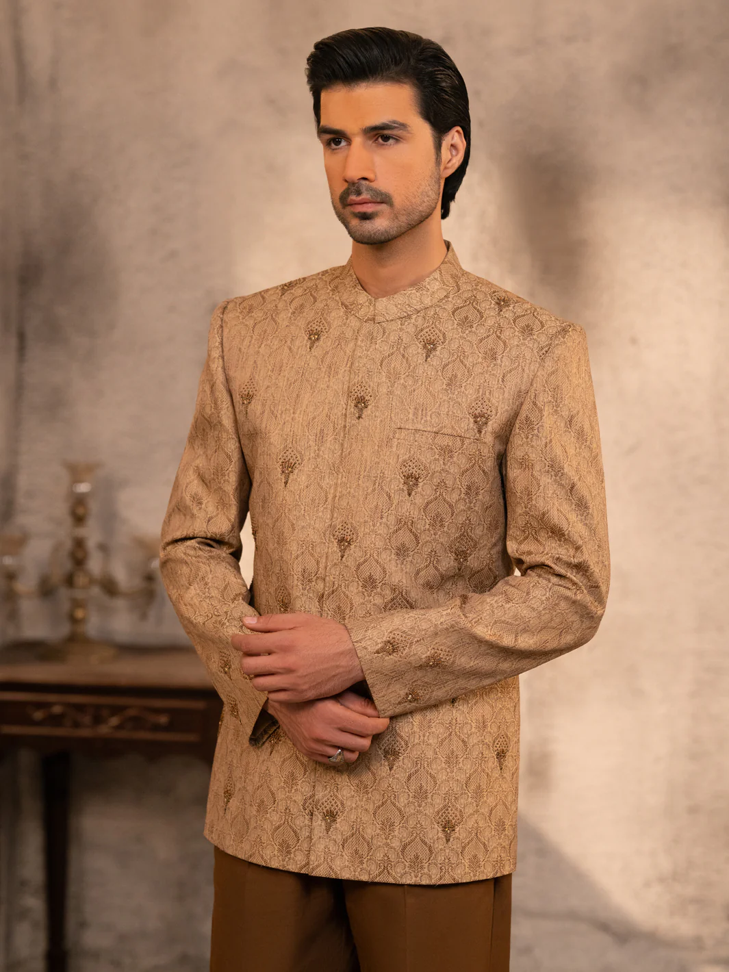 Fawn Embroidered Prince Coat - AL-PCS-068 - Image 2