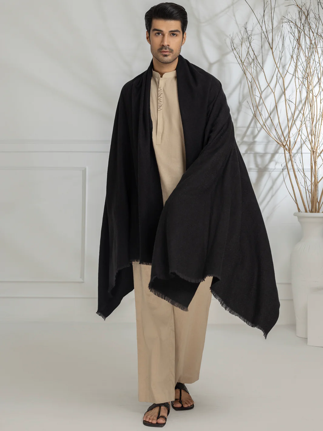 Black Blended Shawl - AL-SH-023 - Image 3
