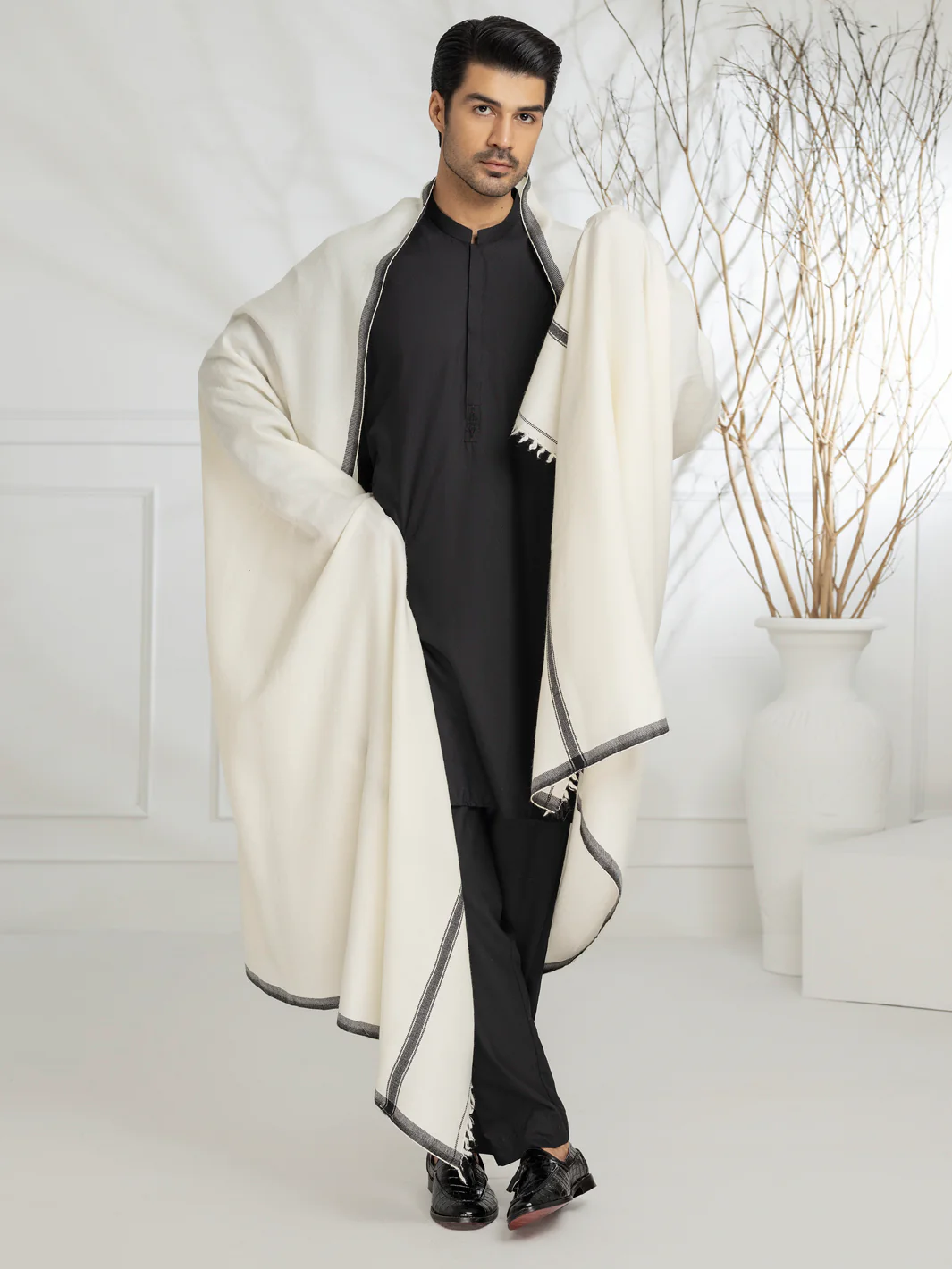 Cream Blended Shawl - AL-SH-031 - Image 5