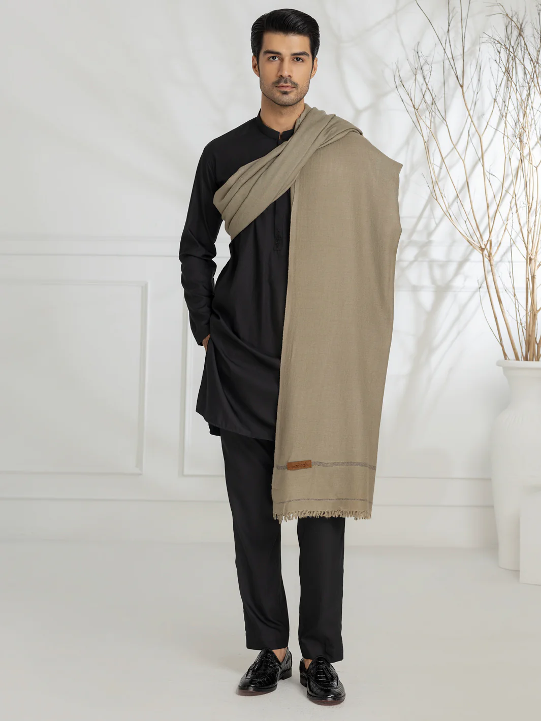 Light Brown Blended Shawl - AL-SH-034 - Image 2