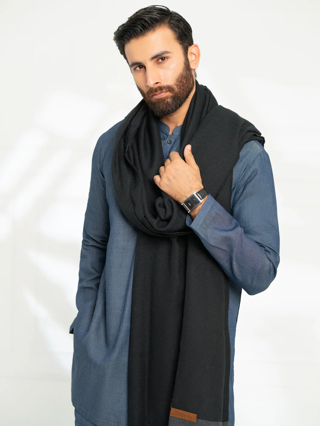 Black Casual Shawl - AL-SH-037 - Image 2