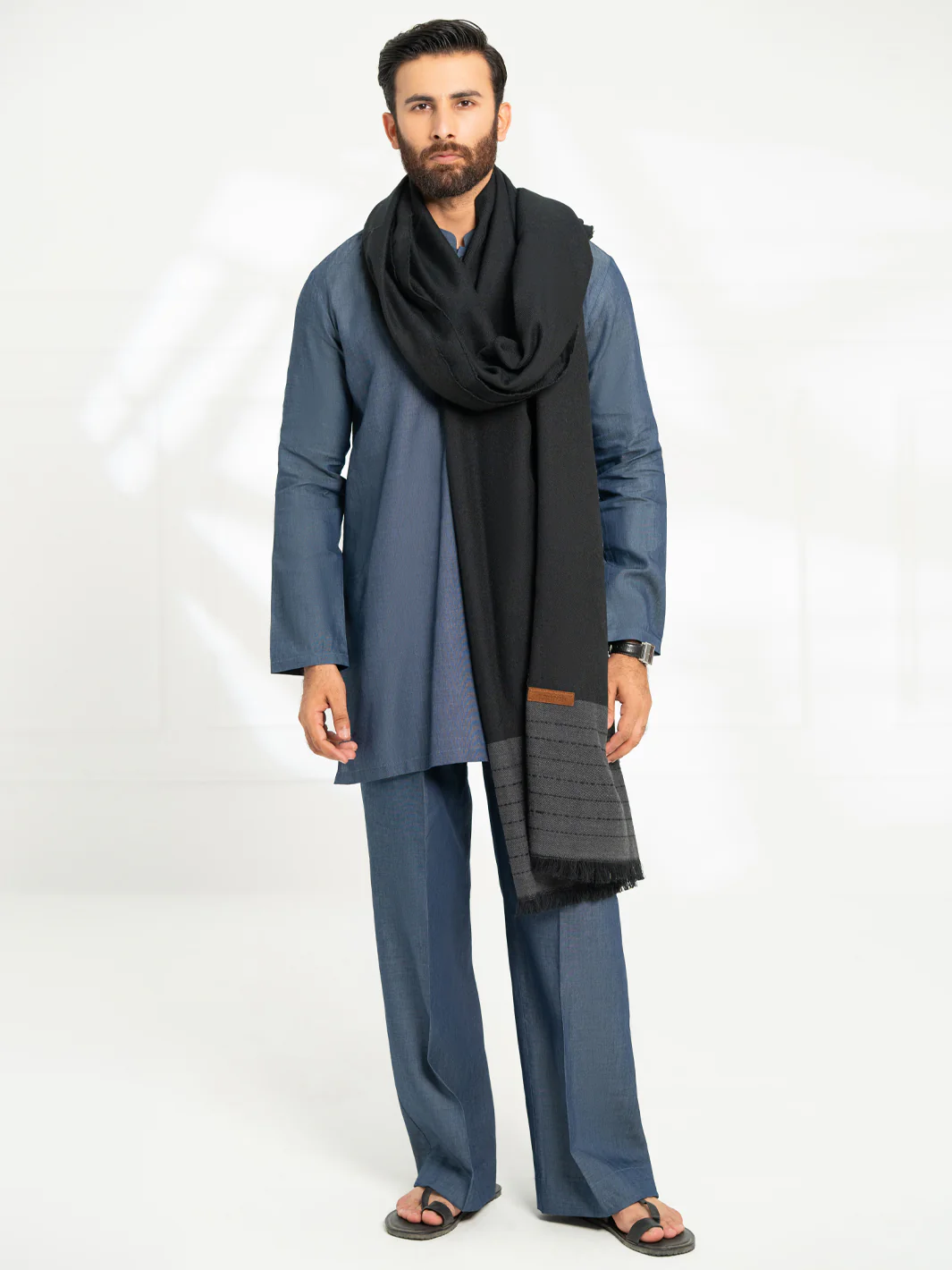 Black Casual Shawl - AL-SH-037 - Image 3