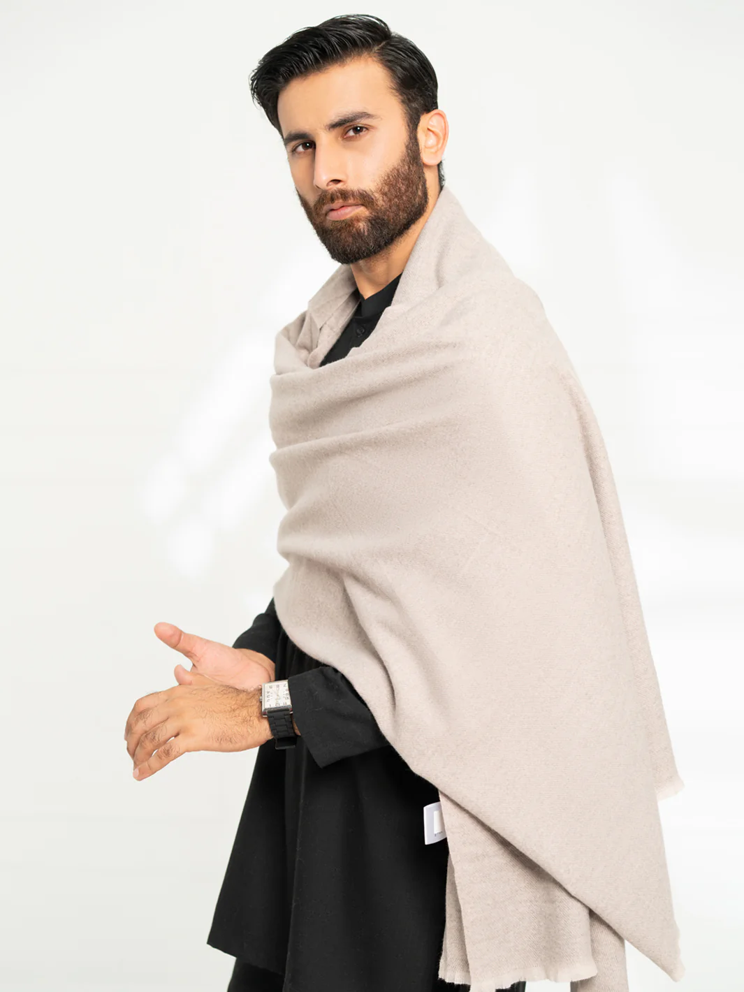 Khaki Casual Shawl - AL-SH-041 - Image 4