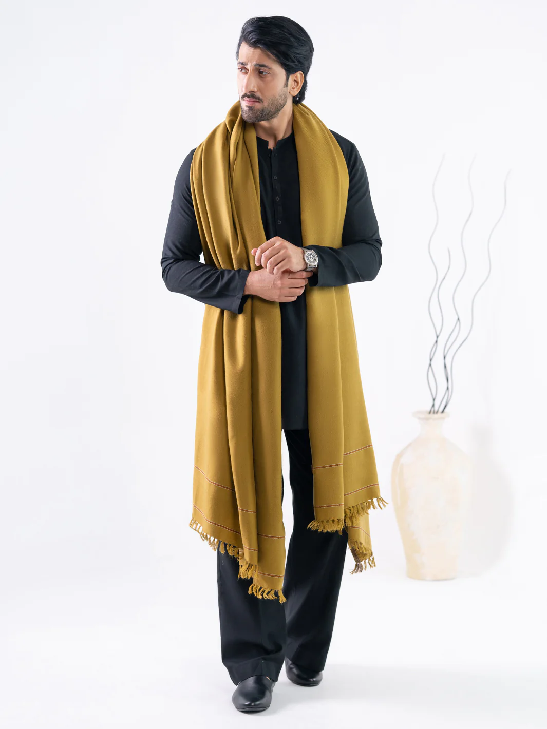 Olive Green Casual Shawl - AL-SH-046