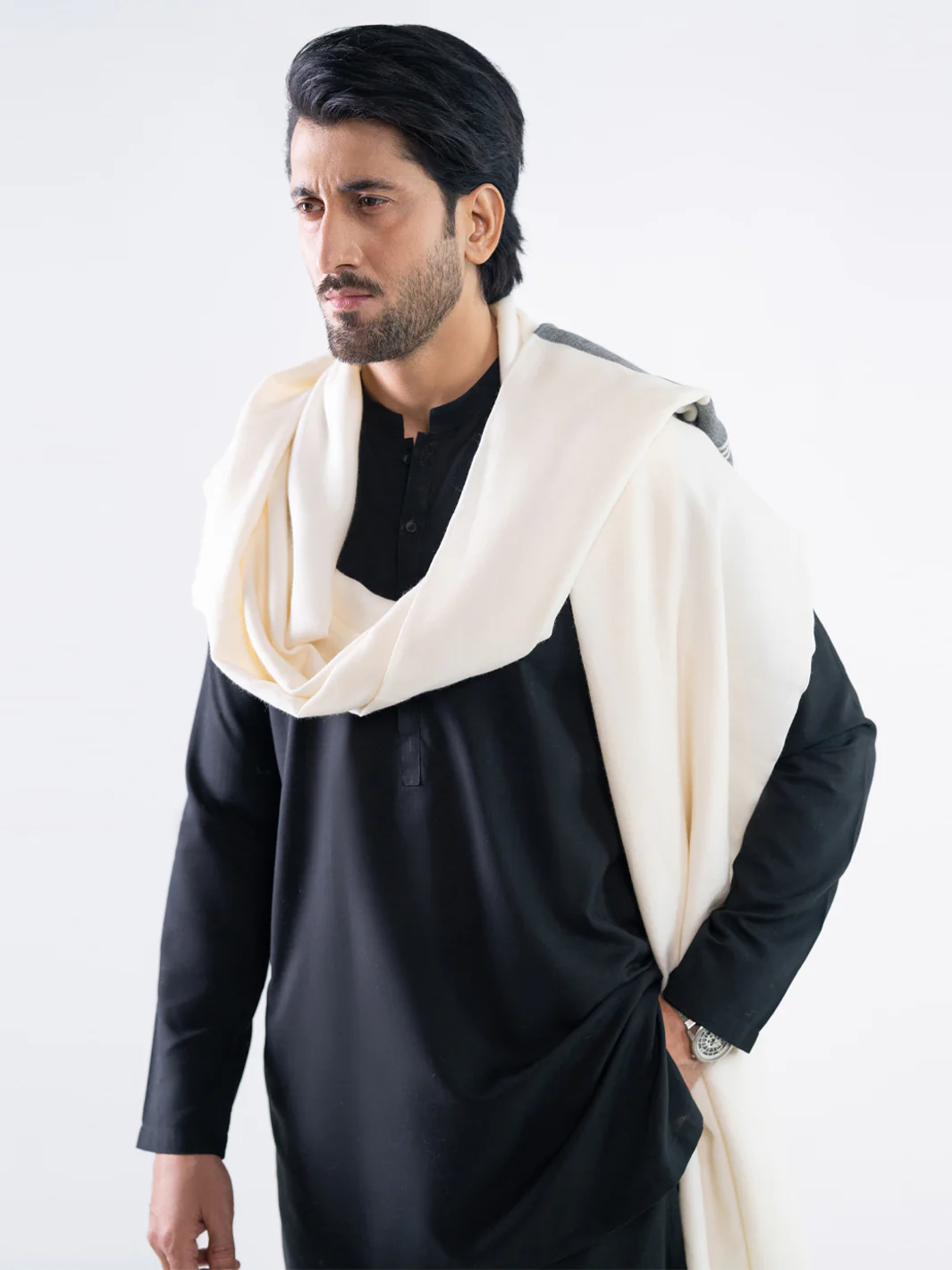 White Casual Shawl - AL-SH-047 - Image 2