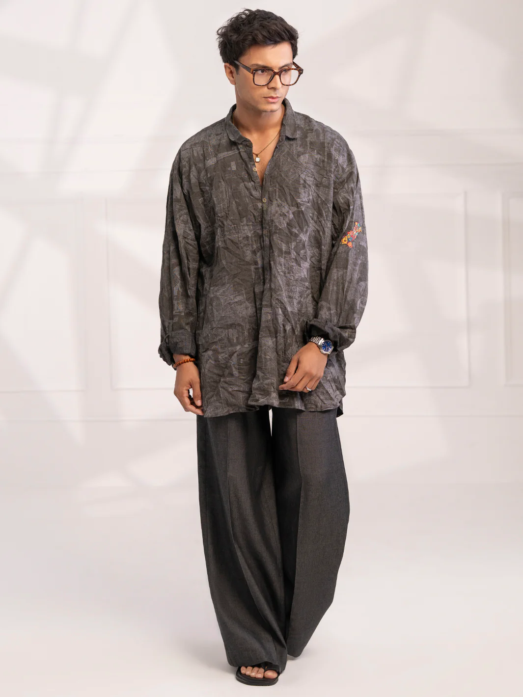 Grey Cotton Short Kurta - AL-SK-020B - Image 4