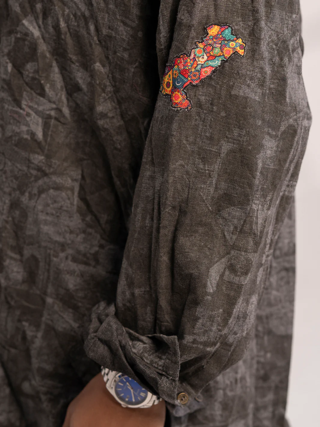 Grey Cotton Short Kurta - AL-SK-020B - Image 5