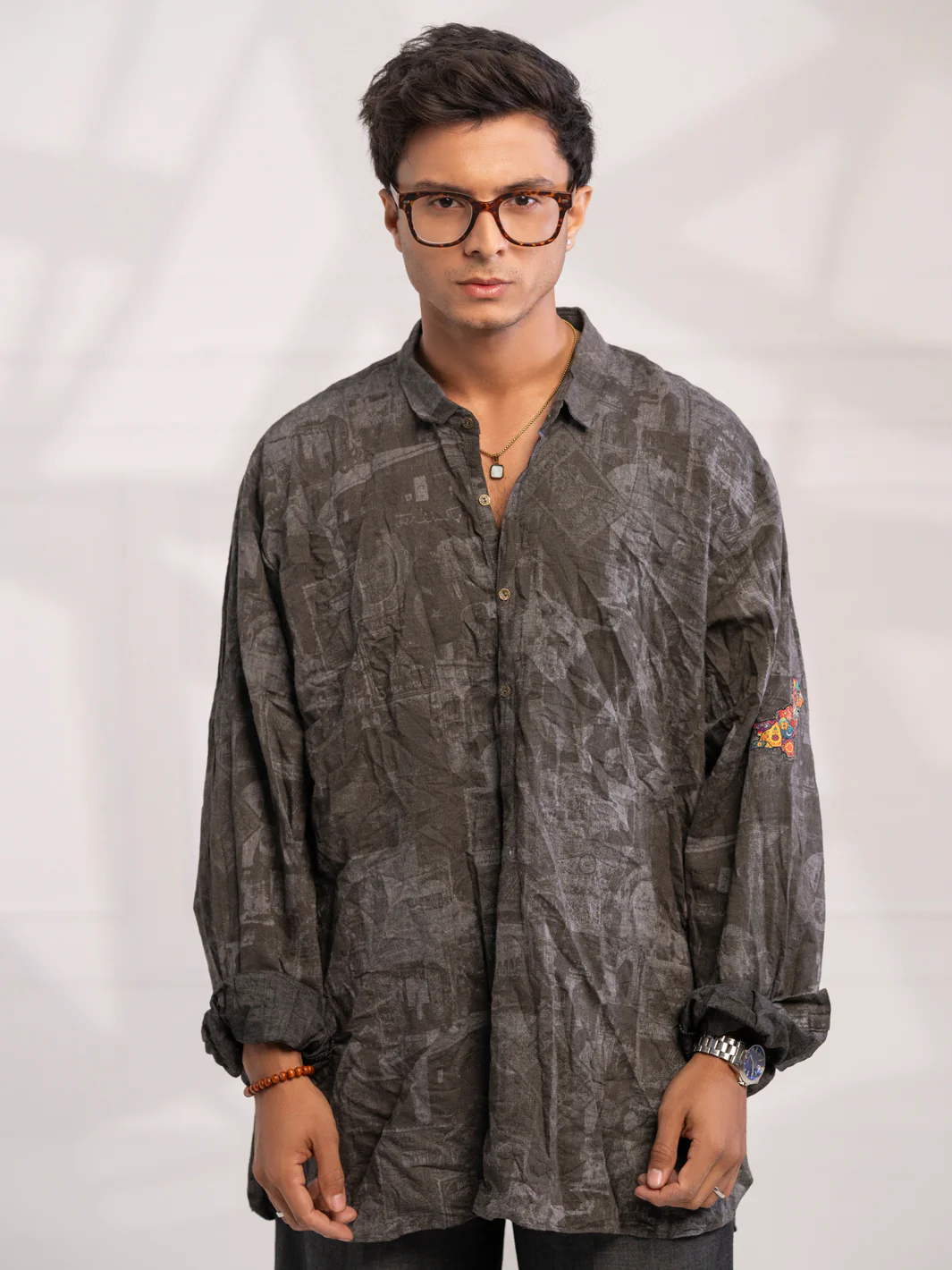 Grey Cotton Short Kurta - AL-SK-020B - Image 6