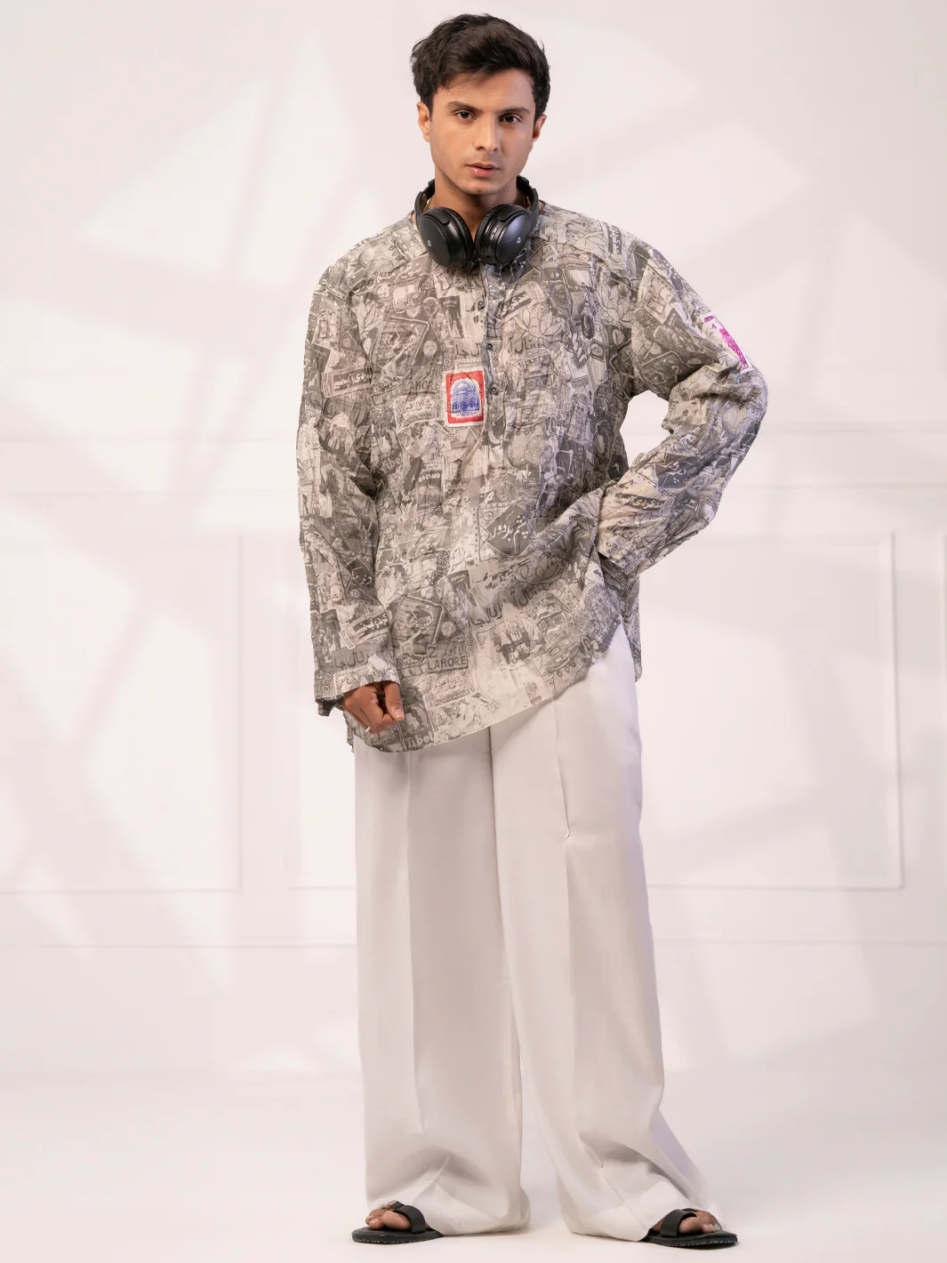 Light Grey Cotton Short Kurta - AL-SK-021B