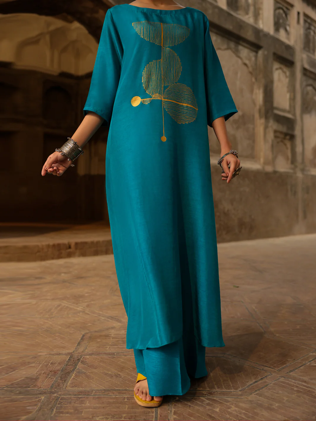 Turquoise Raw Silk Formal 2Pc Stitched - AL-SS-LS-LKS-591 - Image 3