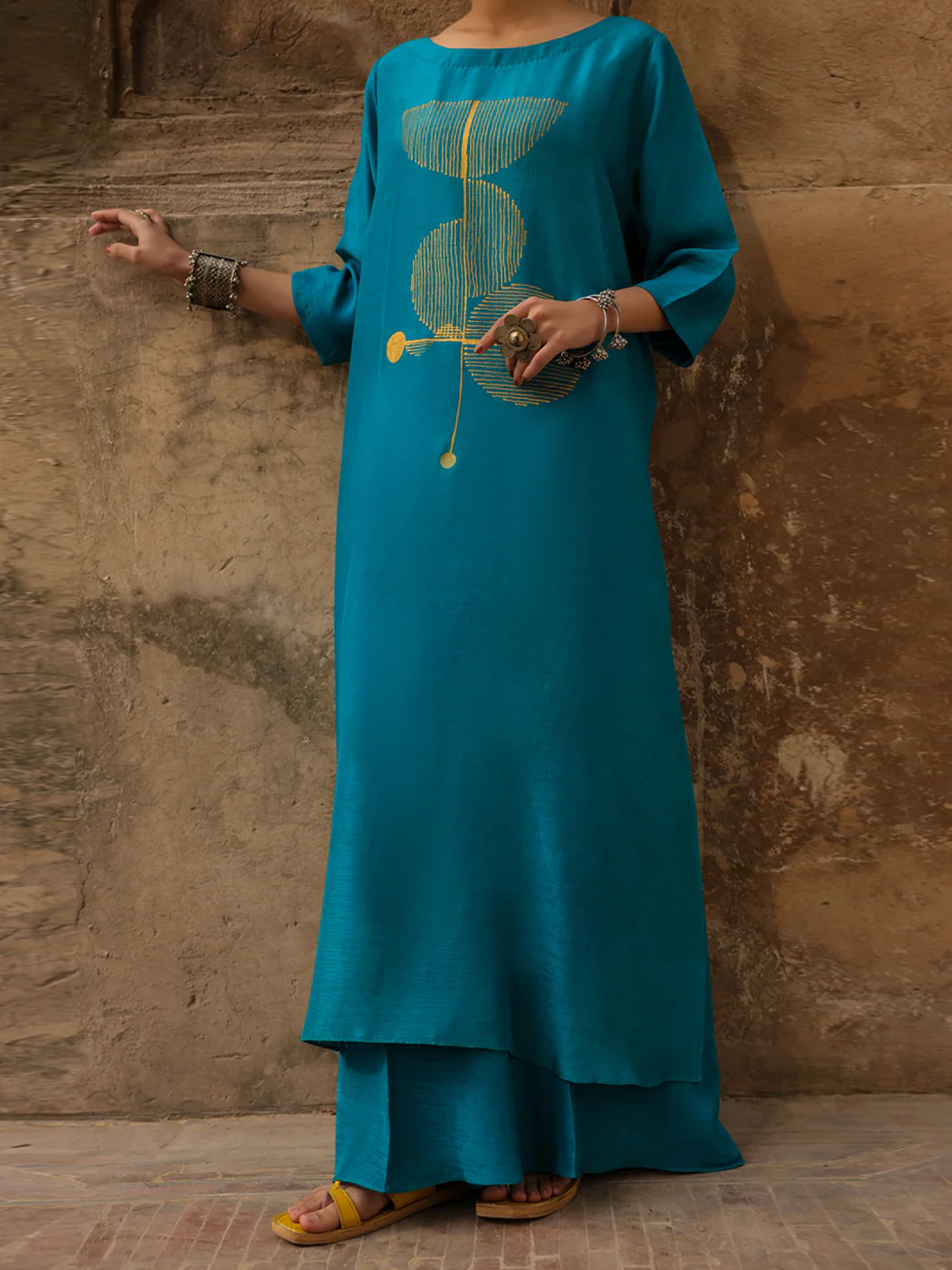 Turquoise Raw Silk Formal 2Pc Stitched - AL-SS-LS-LKS-591 - Image 5