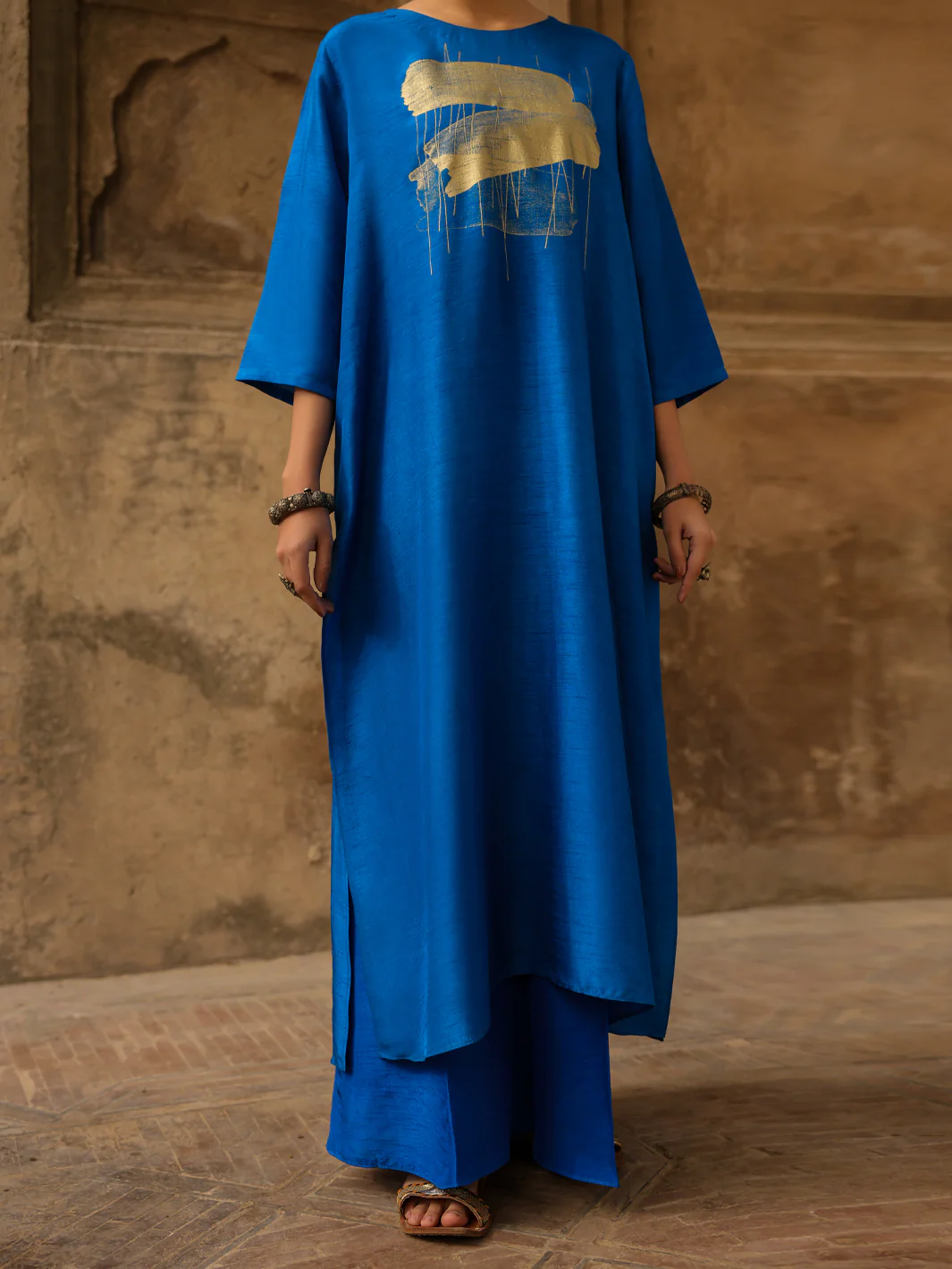 Royal Blue Raw Silk Formal 2Pc Stitched - AL-SS-LS-LKS-594 - Image 3