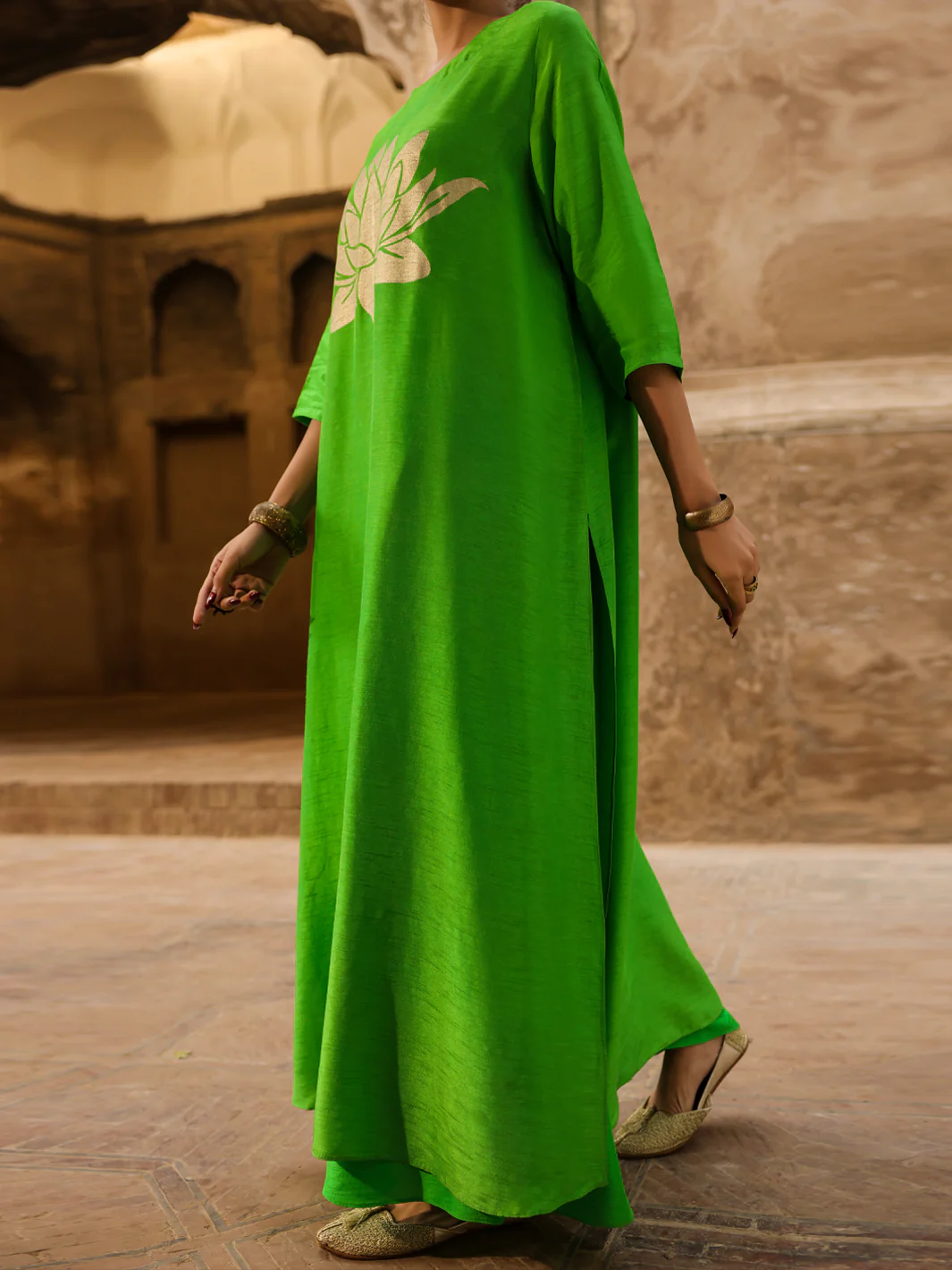 Neon Green Raw Silk Formal 2Pc Stitched - AL-SS-LS-LKS-616 - Image 3