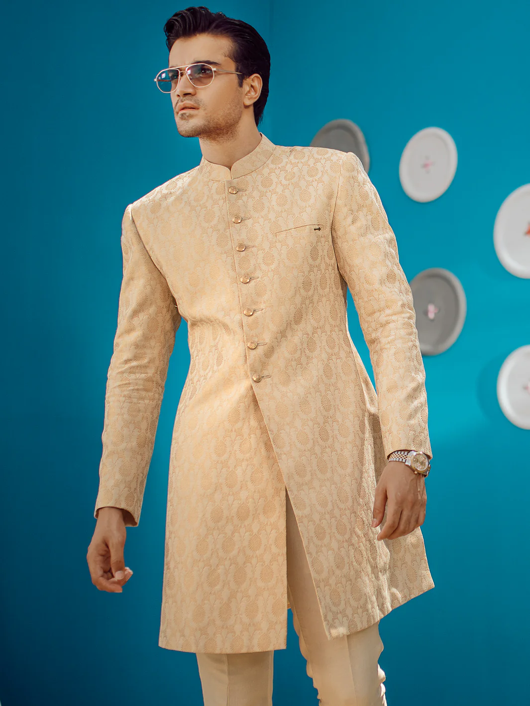 Beige Men Sherwani - AL-SW-121 - Image 2