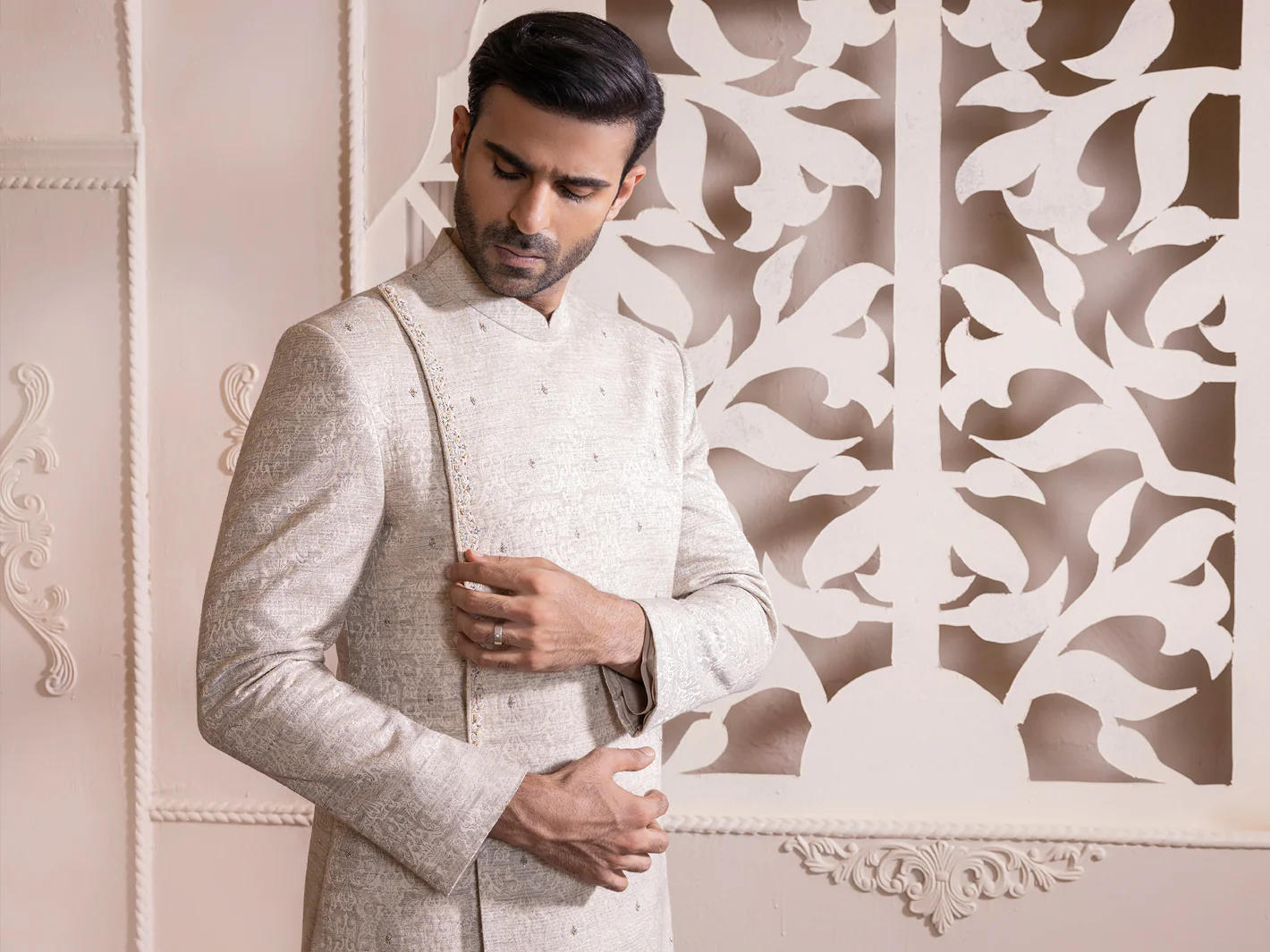 Silver Blended Men Sherwani - AL-SW-123 - Image 4