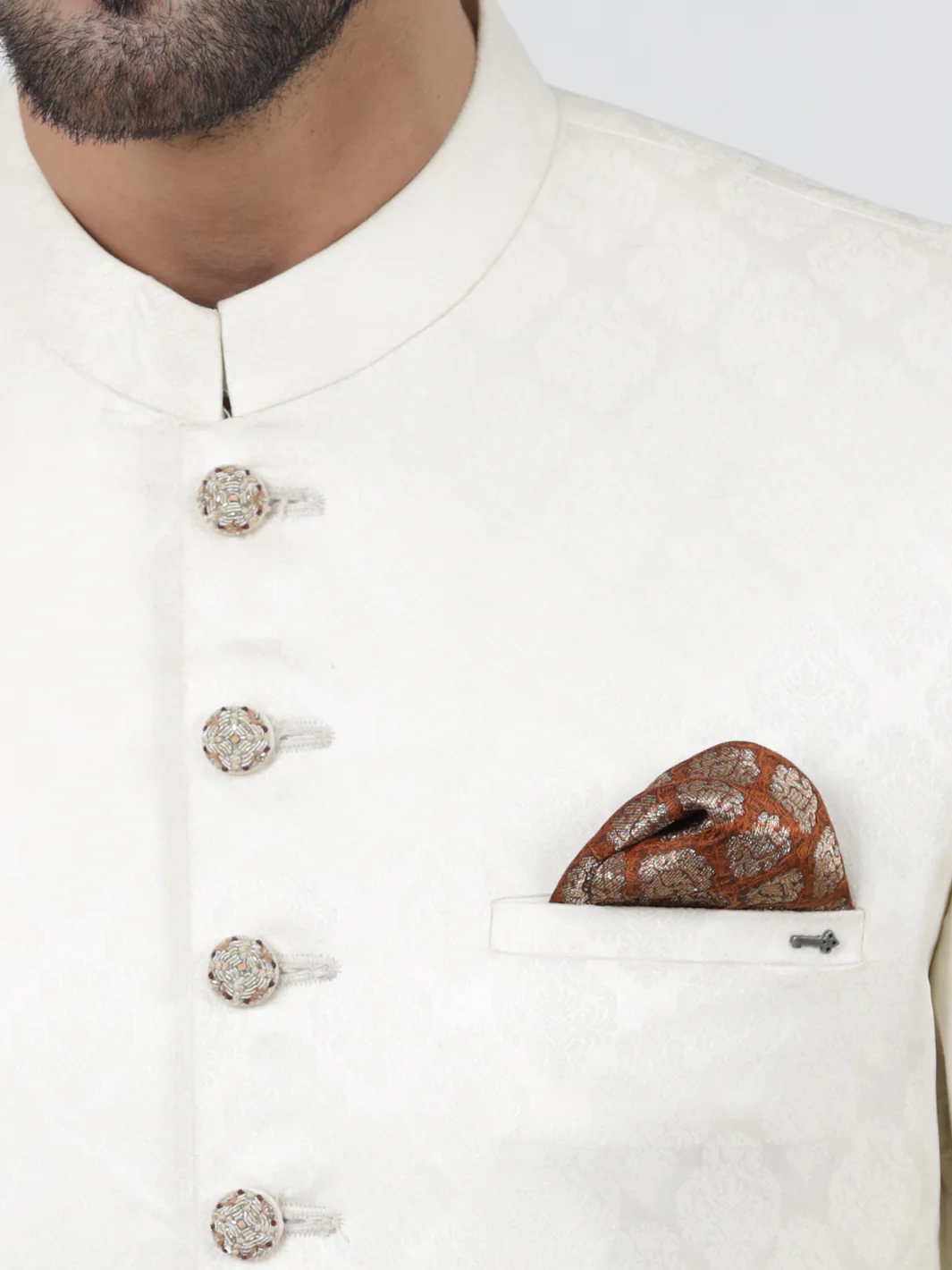 Off White Men Sherwani - AL-SW-124 - Image 2