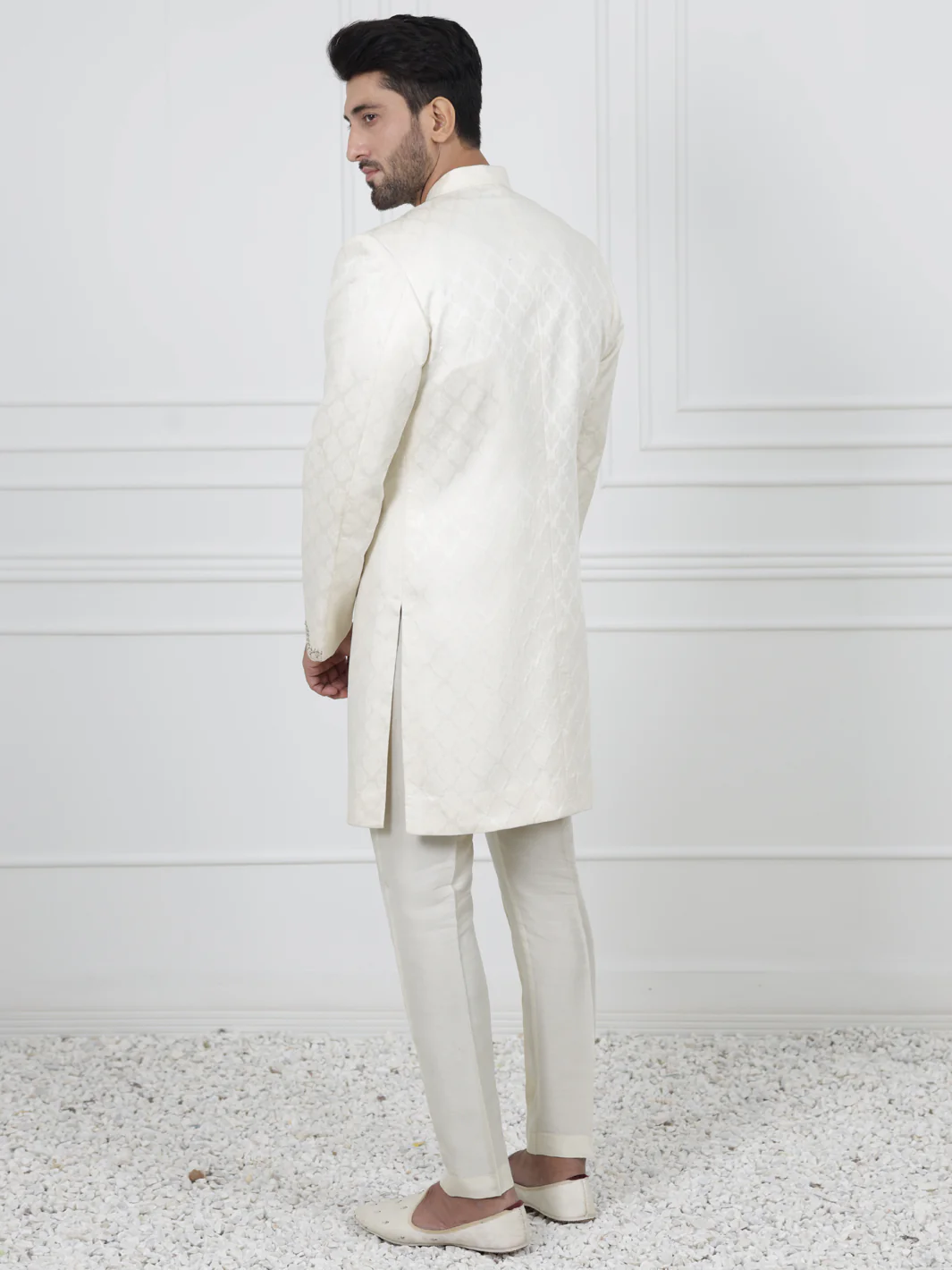 Off White Men Sherwani - AL-SW-124 - Image 3