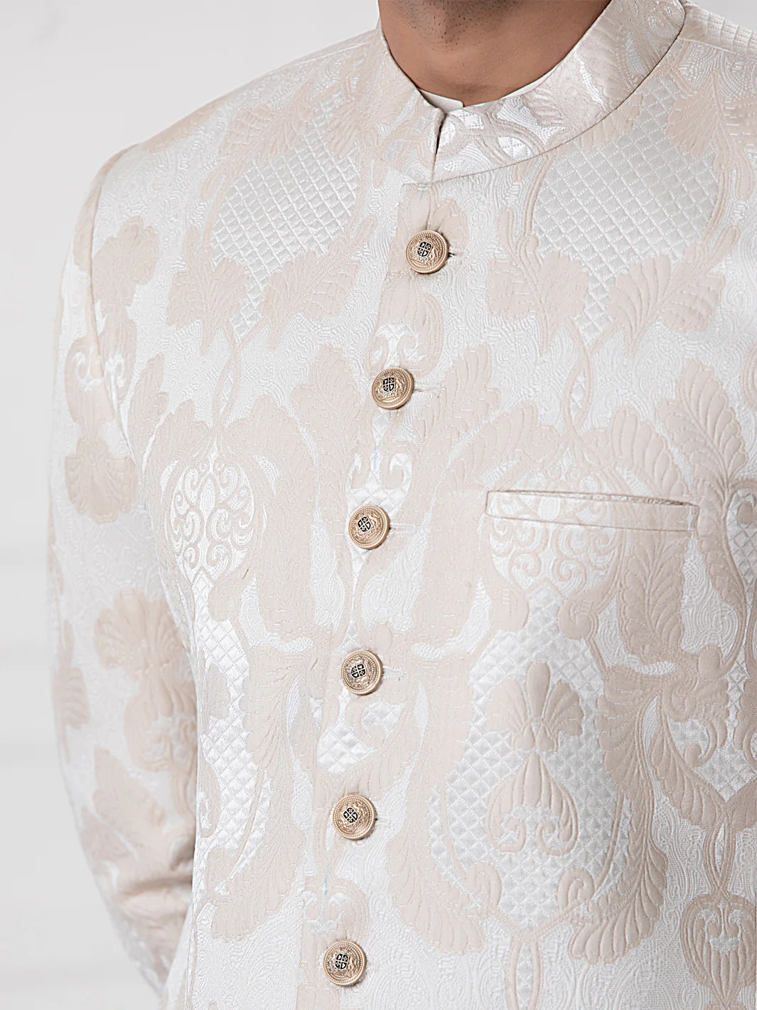 Cream Blended Men Sherwani - AL-SW-130 - Image 4
