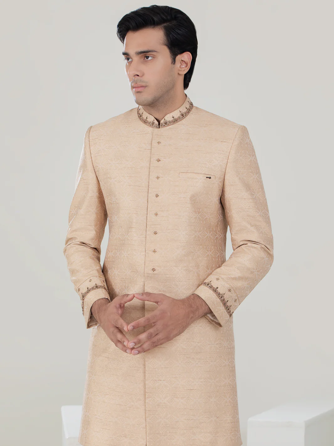 Beige Blended Sherwani - AL-SW-131 - Image 3