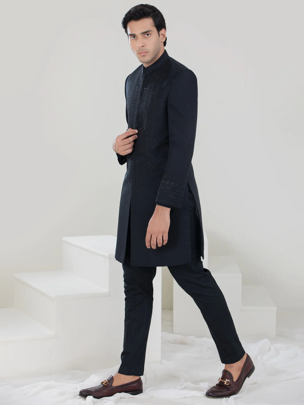 Black Blended Sherwani - AL-SW-134