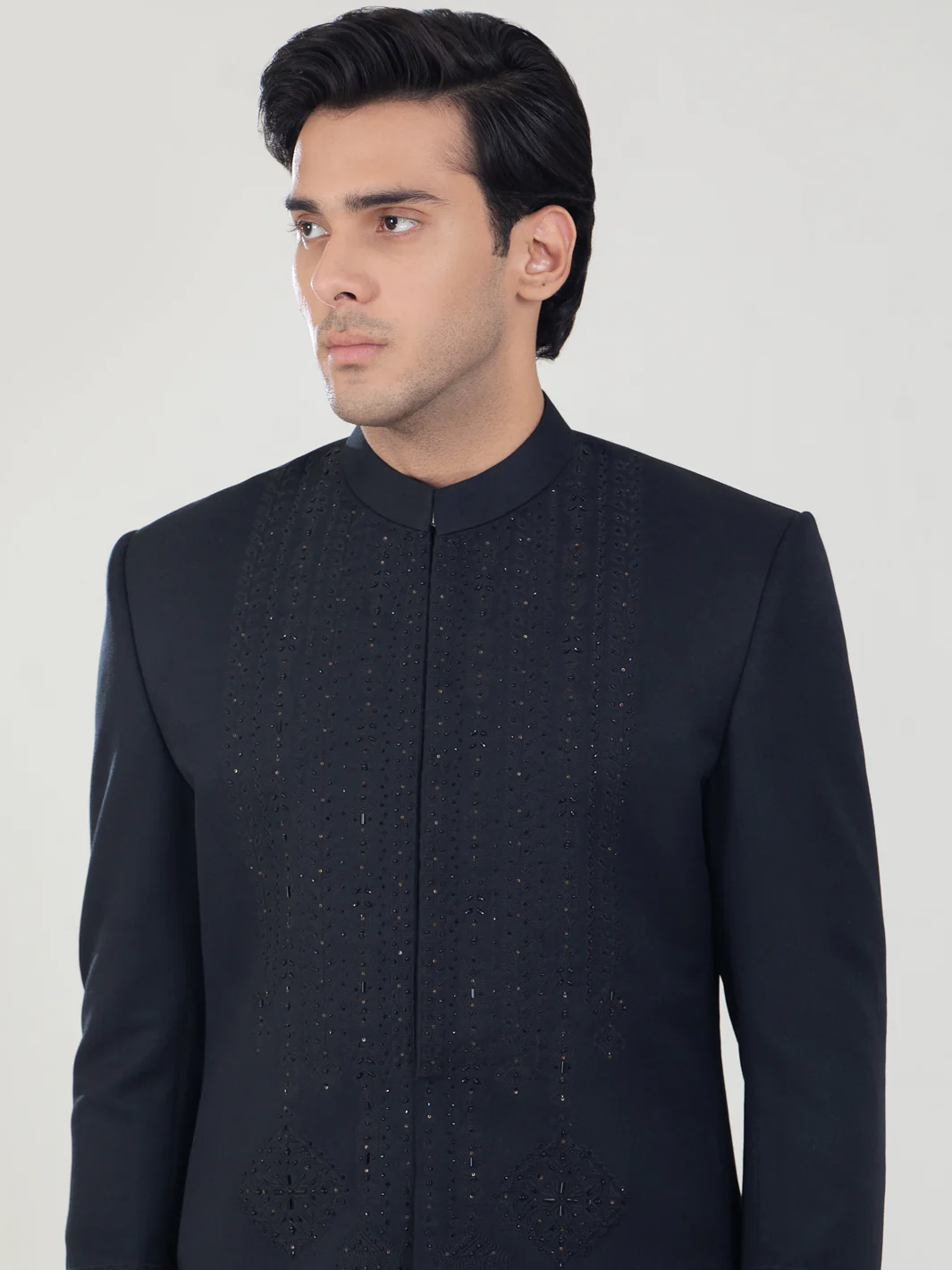 Black Blended Sherwani - AL-SW-134 - Image 3
