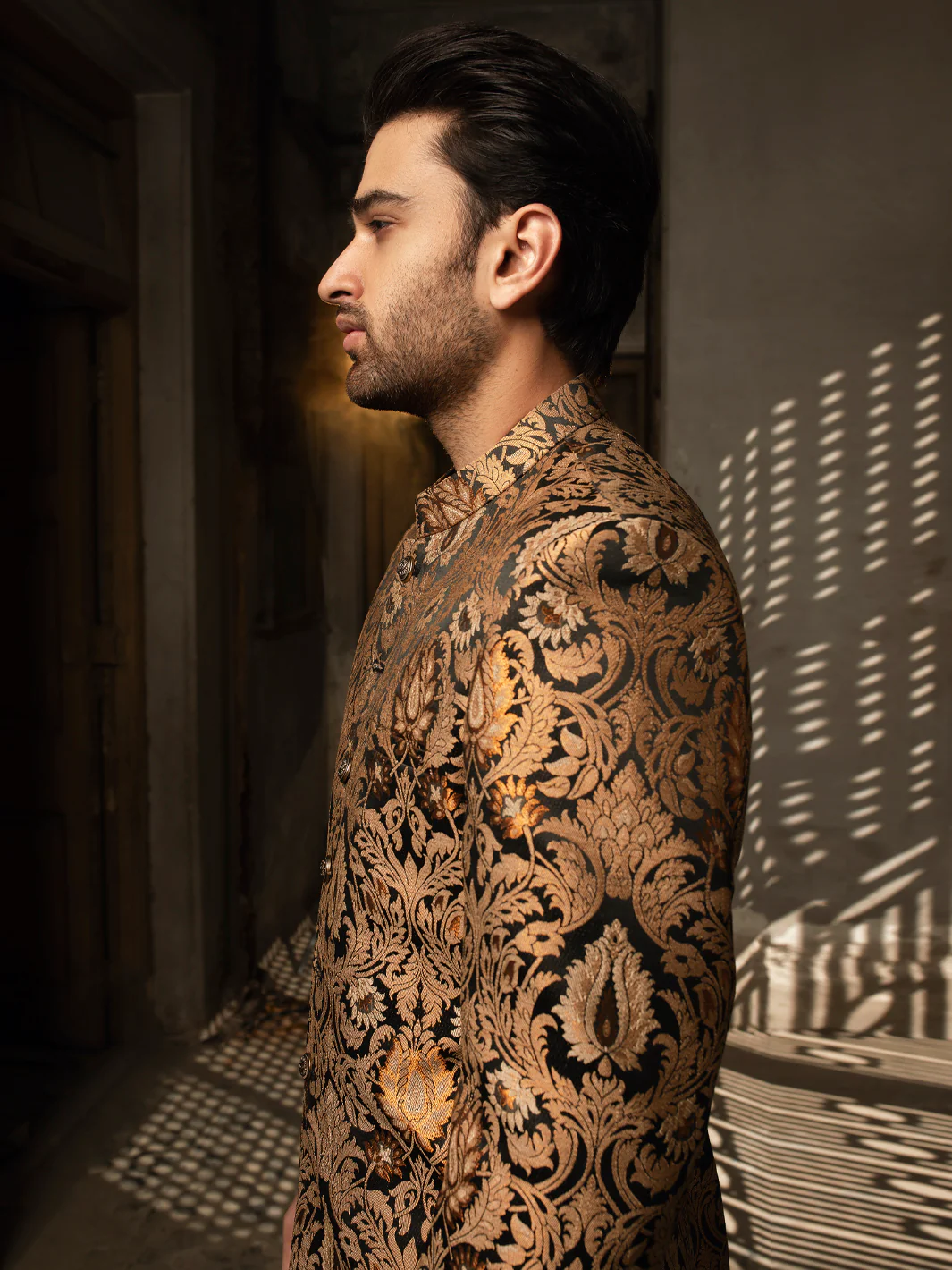 Black & Gold Blended Sherwani - AL-SW-137 - Image 5