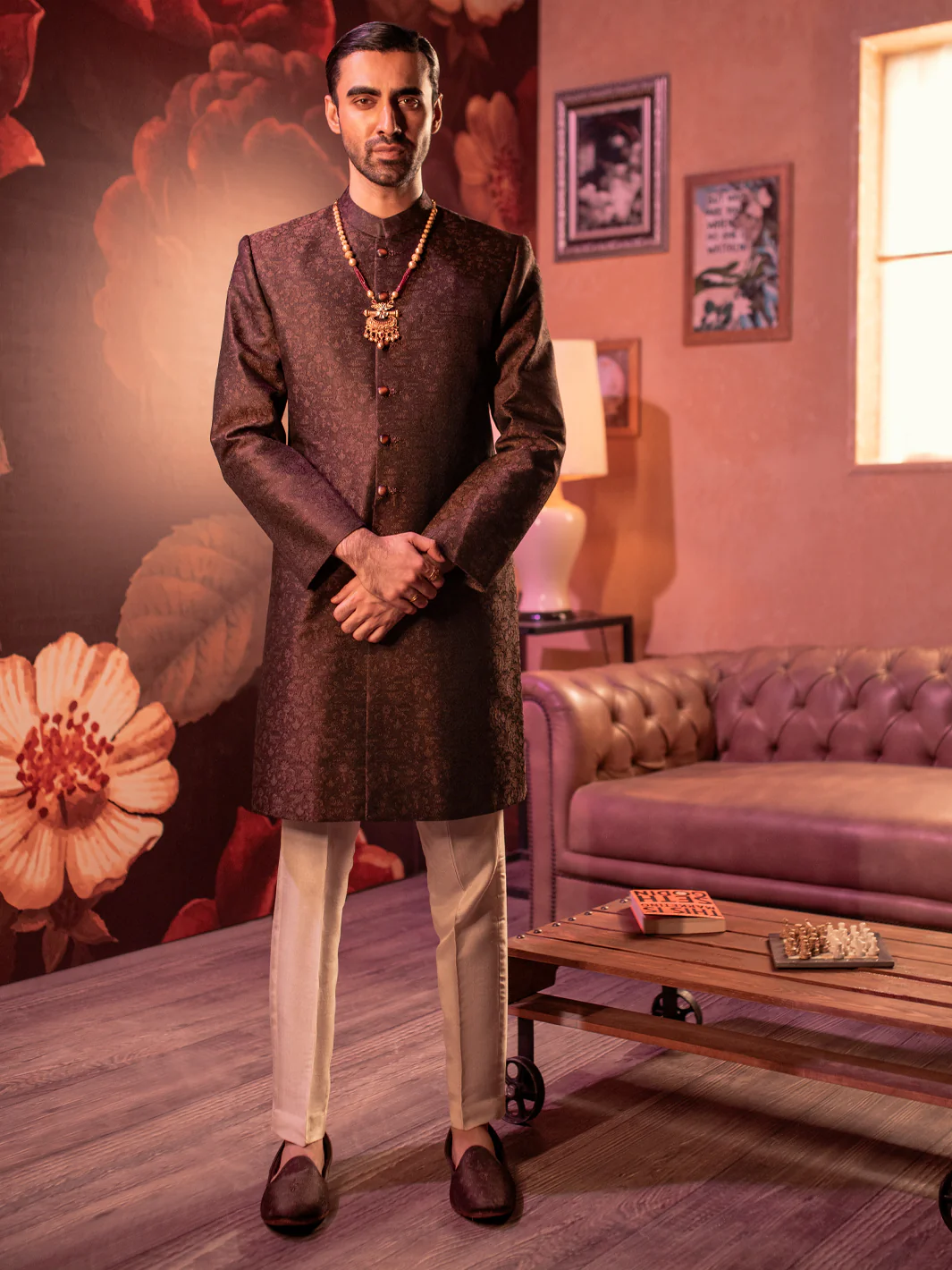 Maroon Blended Sherwani - AL-SW-144 - Image 3