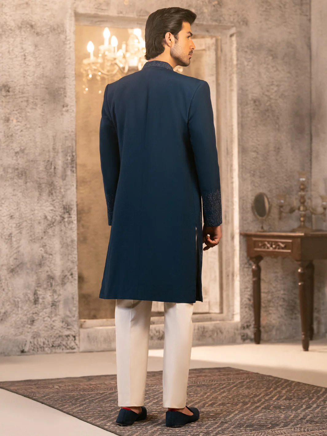 Blue Cotton Sherwani - AL-SW-154 - Image 5