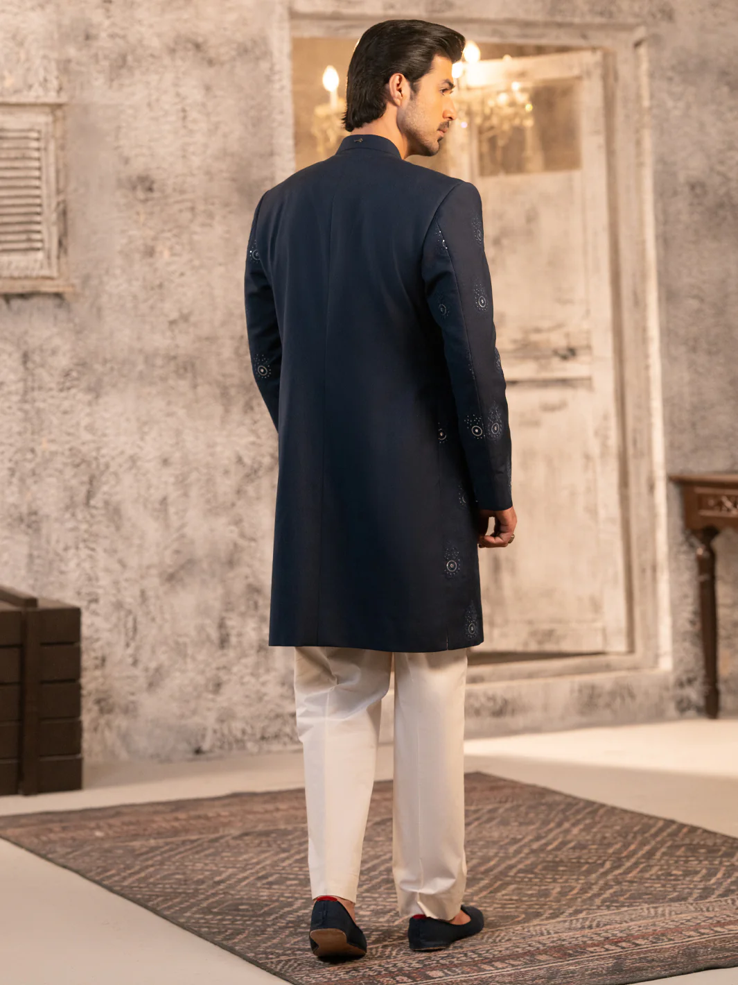 Navy Blue Formal Sherwani - AL-SW-155 - Image 3