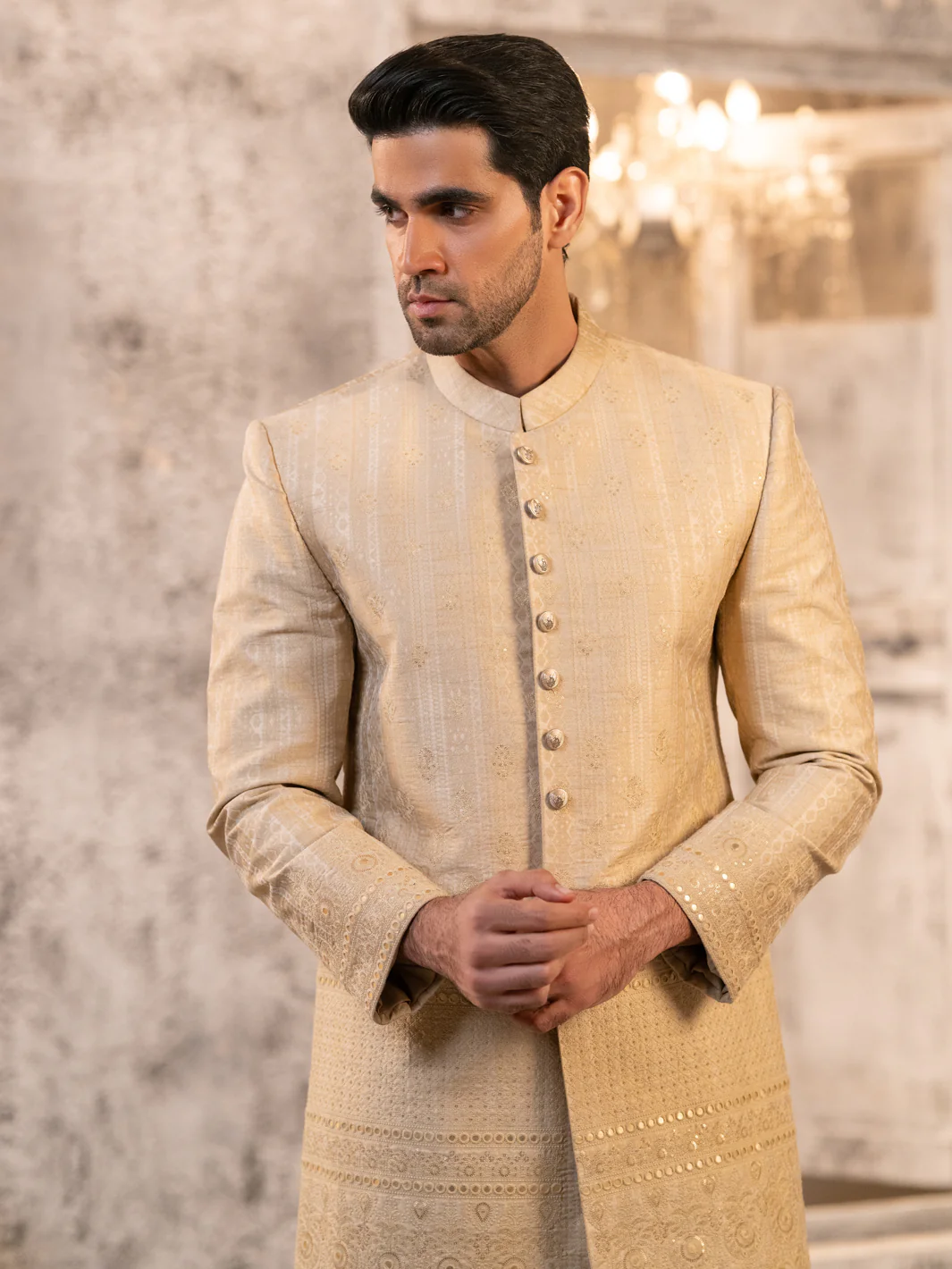 Beige Formal Sherwani - AL-SW-156 - Image 2