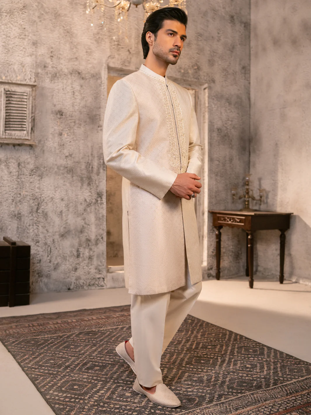 Off White Formal Sherwani - AL-SW-158 - Image 3
