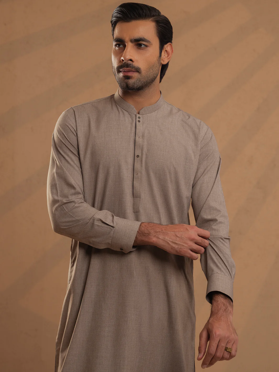 Ash Brown Blended Unstitched Fabric - AL-UN-JHR-6151 - Image 2