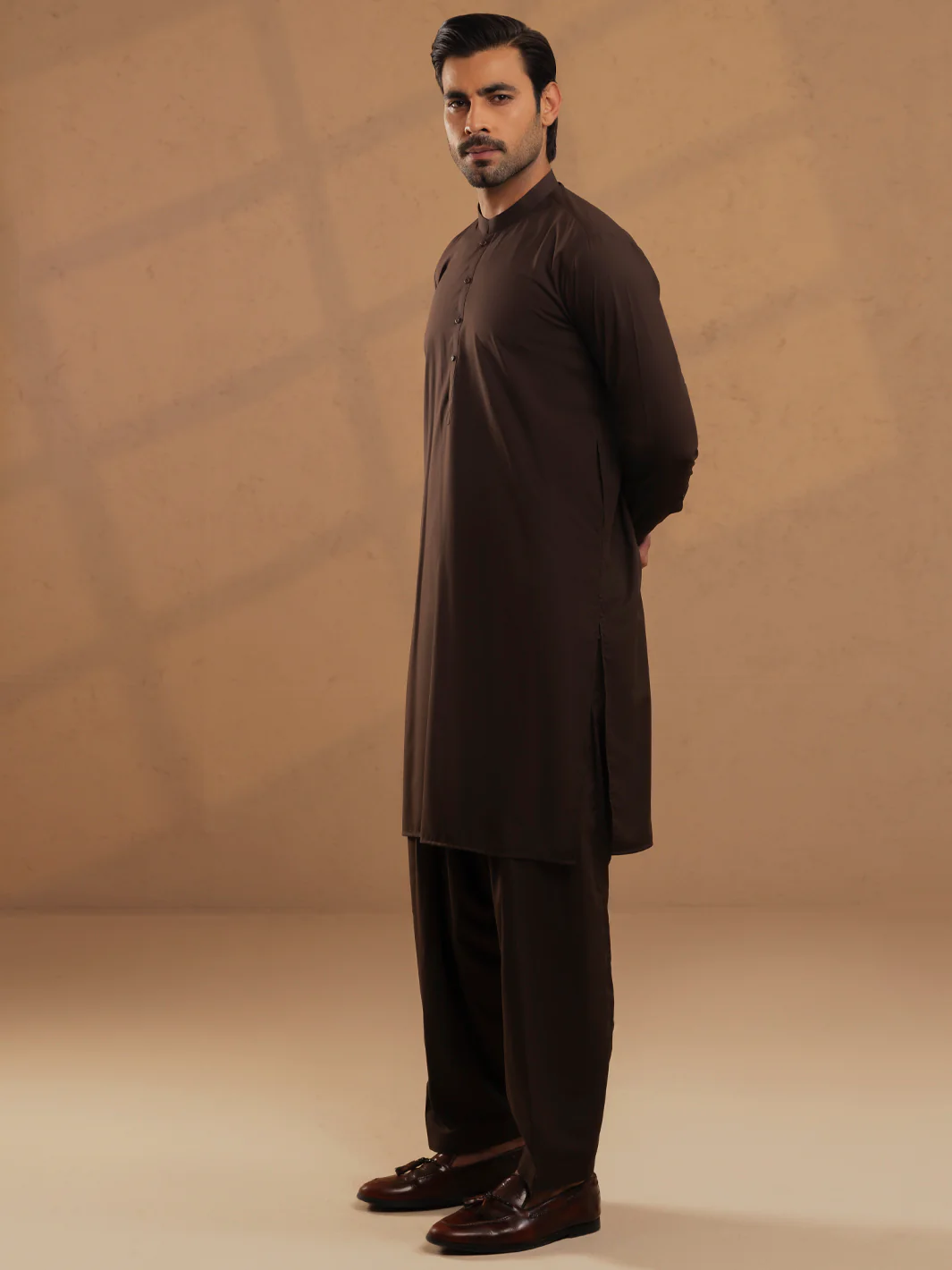 Dark Brown Blended Unstitched Fabric - AL-UN-JHR-6151 - Image 3