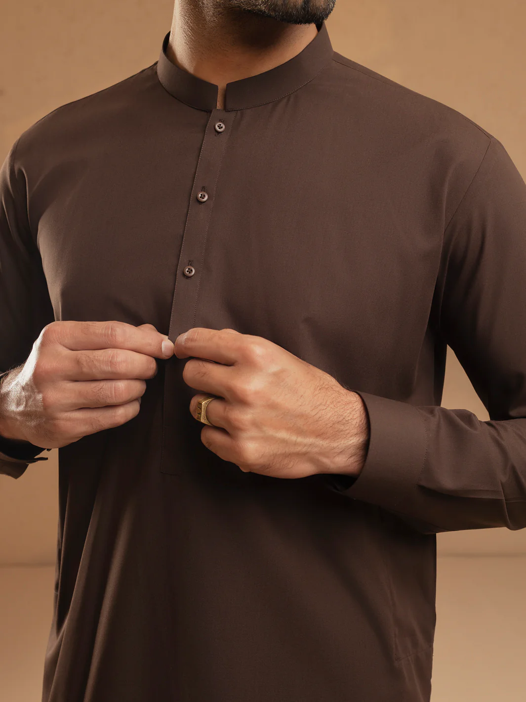 Dark Brown Blended Unstitched Fabric - AL-UN-JHR-6151 - Image 4