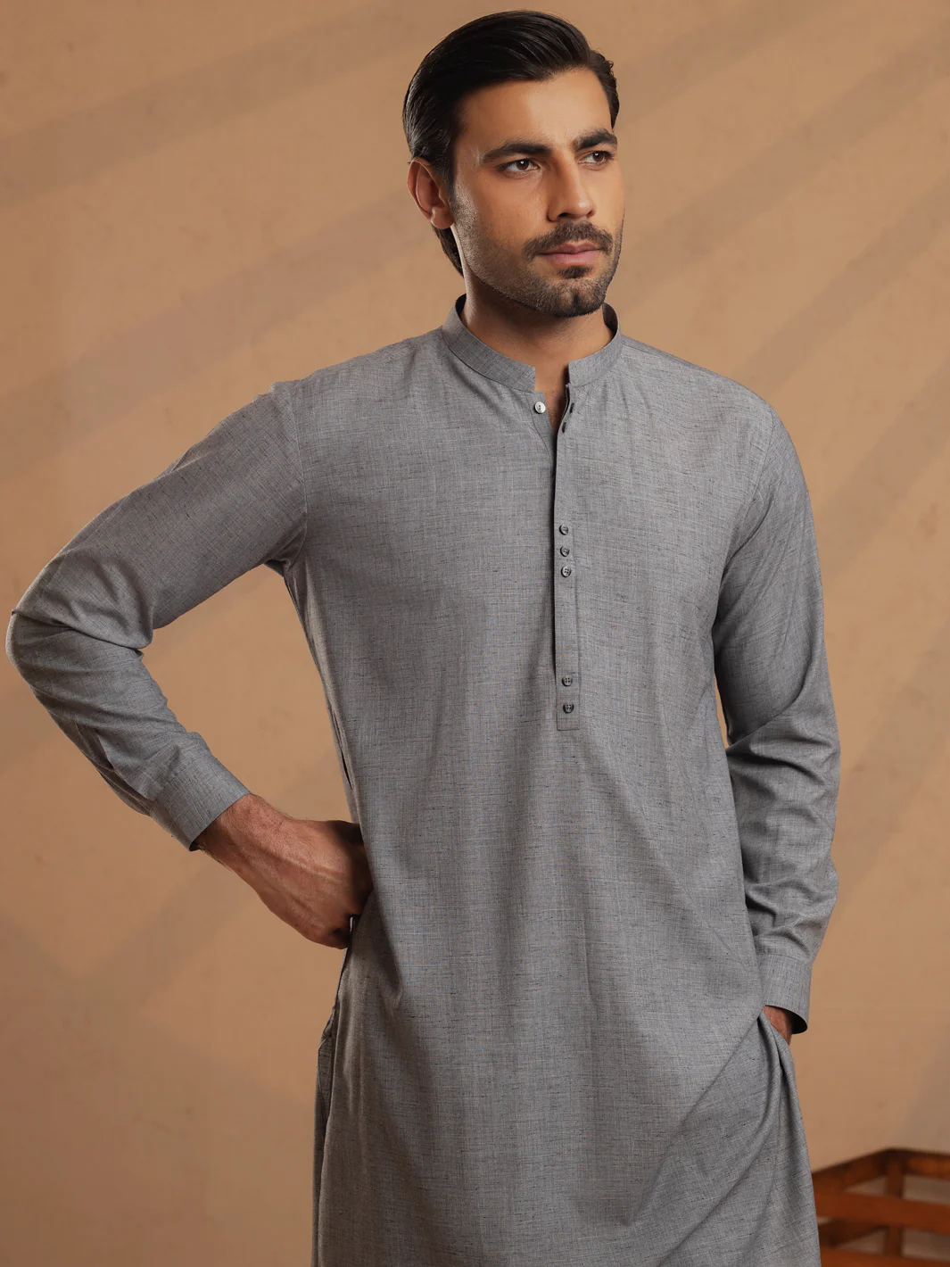 Grey Blended Unstitched Fabric - AL-UN-STN-6192-BX - Image 2