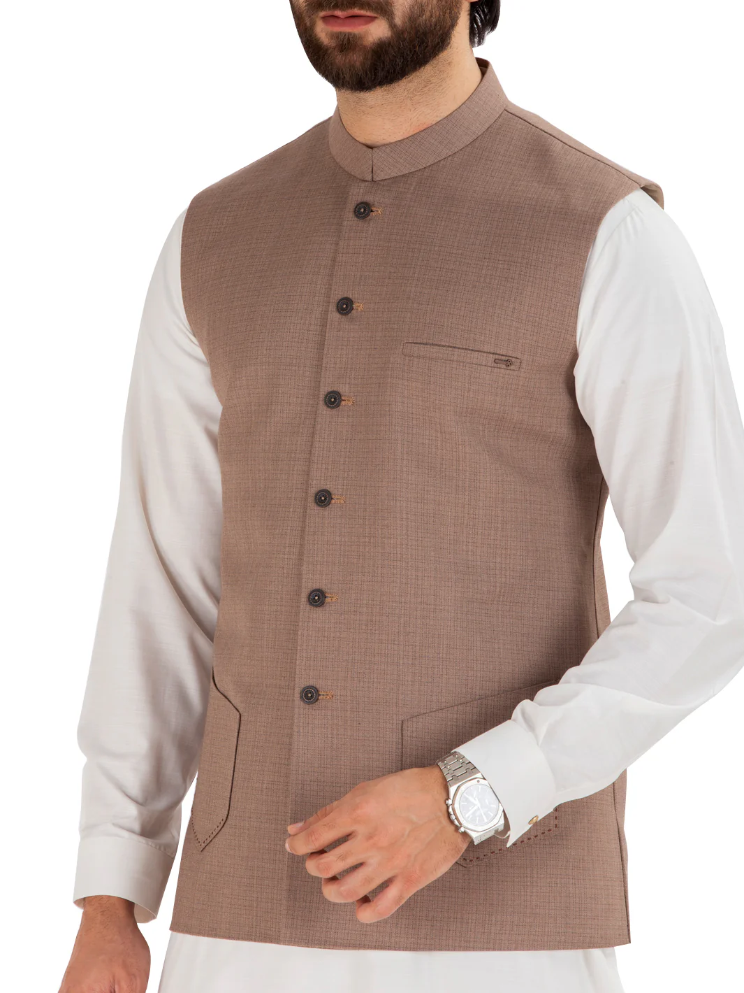 Light Brown Blended Waistcoat - AL-WC-282 - Image 4